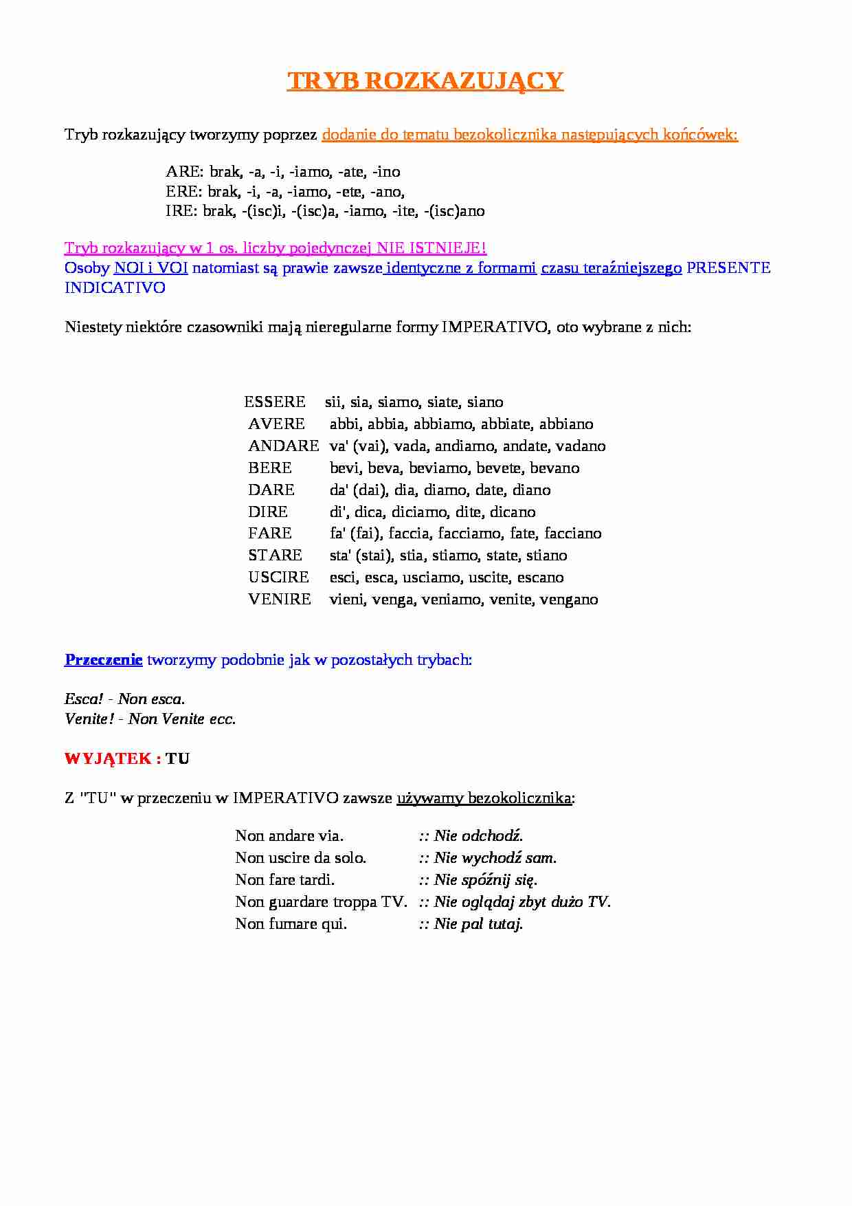 Tryb rozkazujący - ćwiczenia i teoria - strona 1