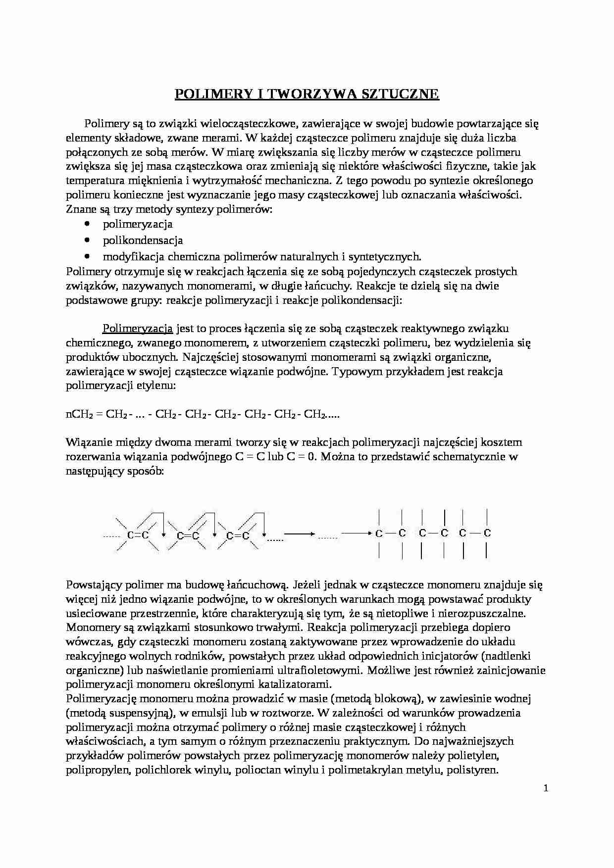 Polmiery i tworzywa sztuczne - omówienie - strona 1