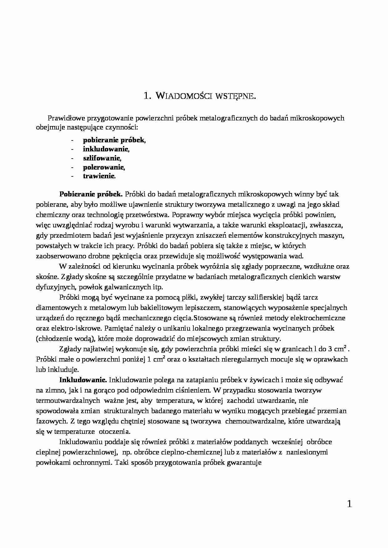Przygotowanie próbek metalograficznych - strona 1