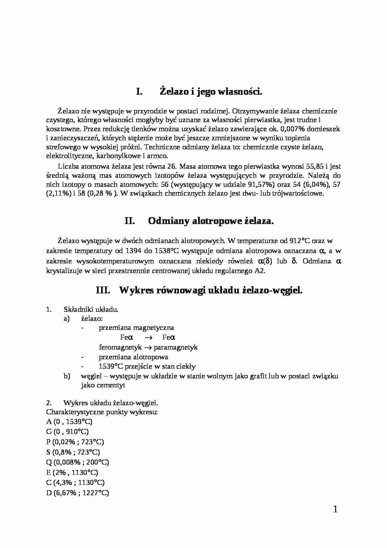 Uklad żelazo-węgiel - omówienie - strona 1