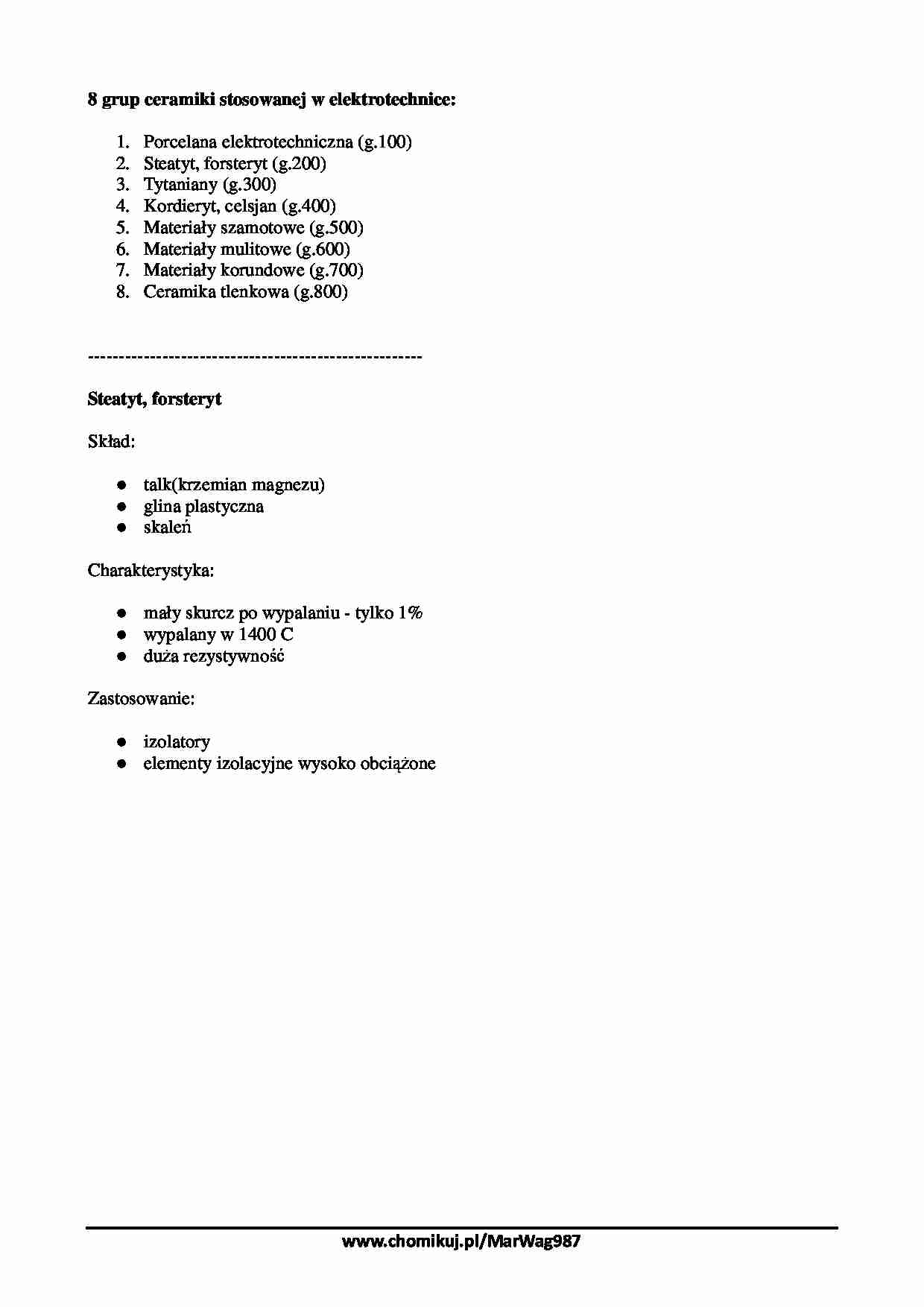 8 grup ceramiki stosowanej w elektrotechnice - strona 1