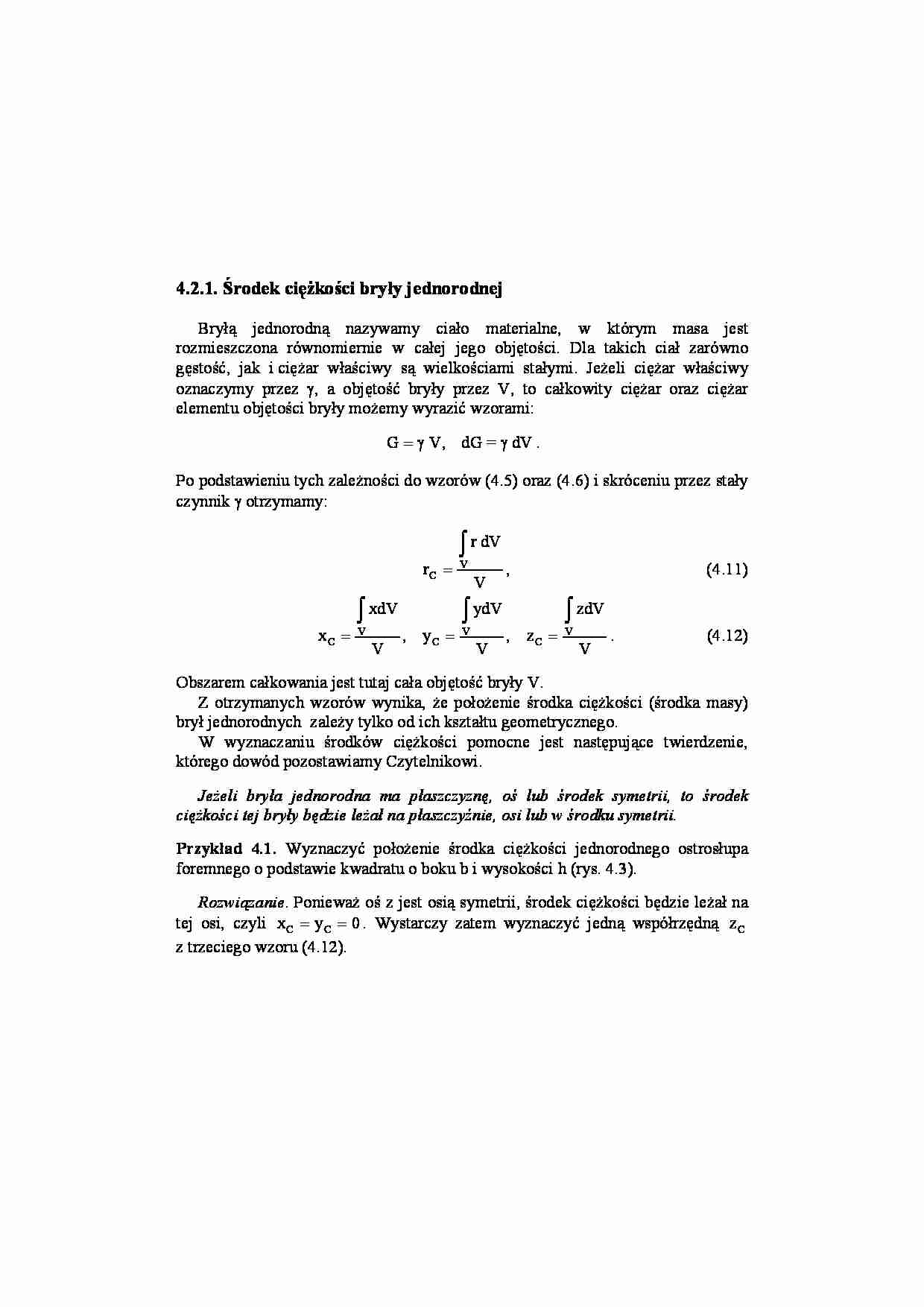 Środek ciężkości bryły jednorodnej - strona 1