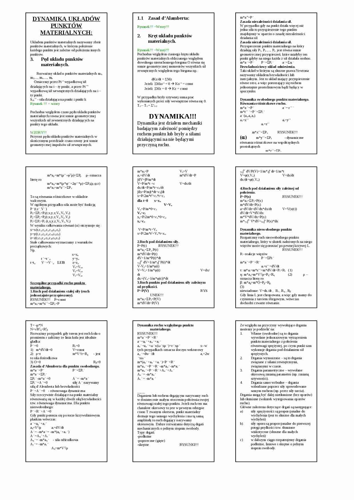 Dynamika układów - omówienie - strona 1