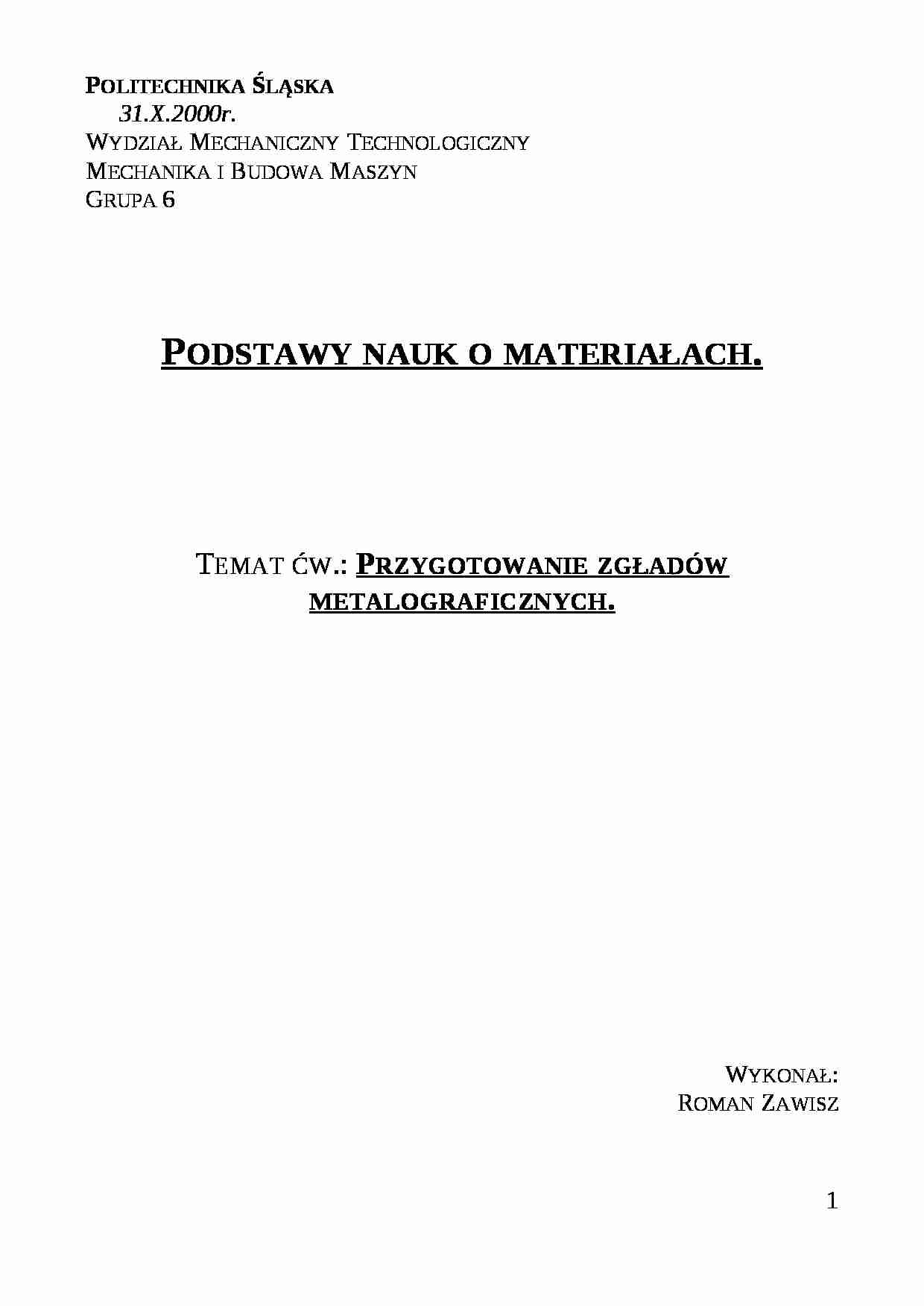 Przygotowanie próbek metalograficznych - omówienie - strona 1
