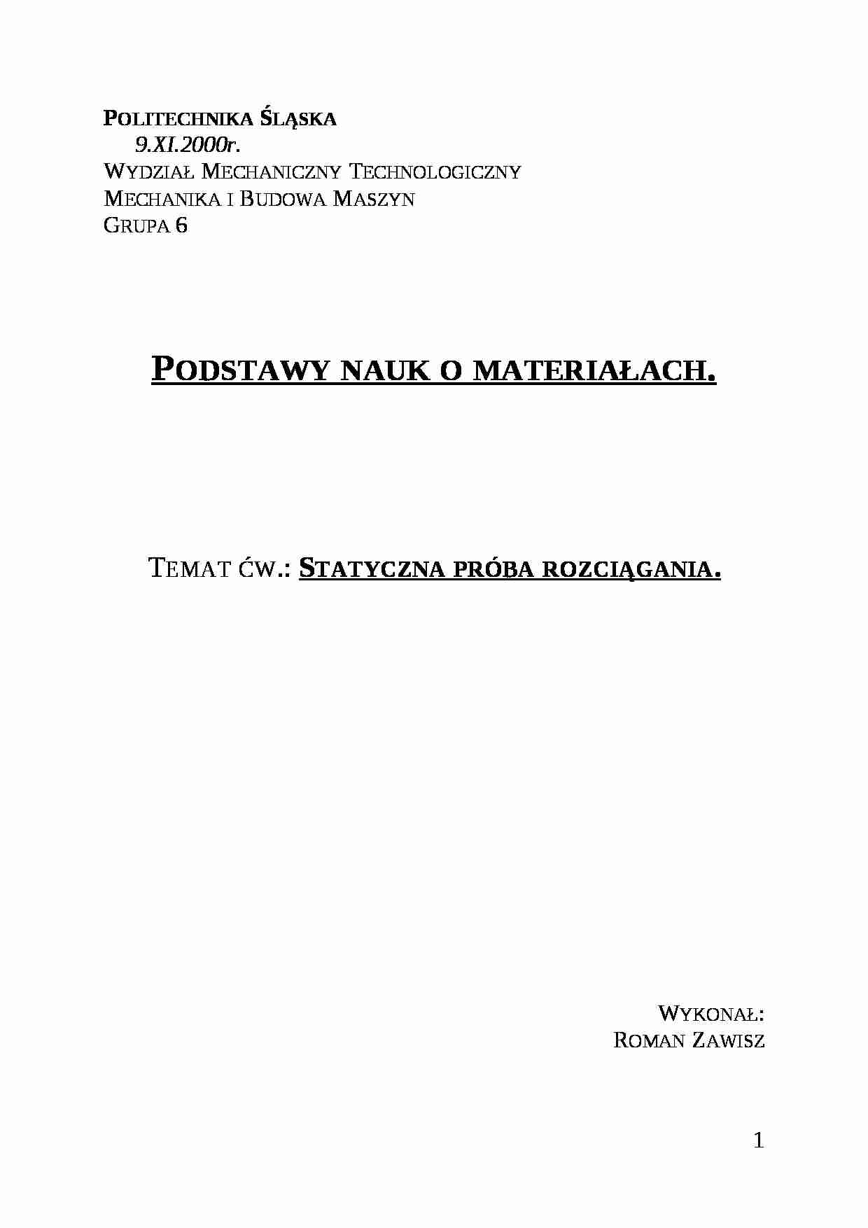 Statyczna próba rozciągania - omówienie - strona 1