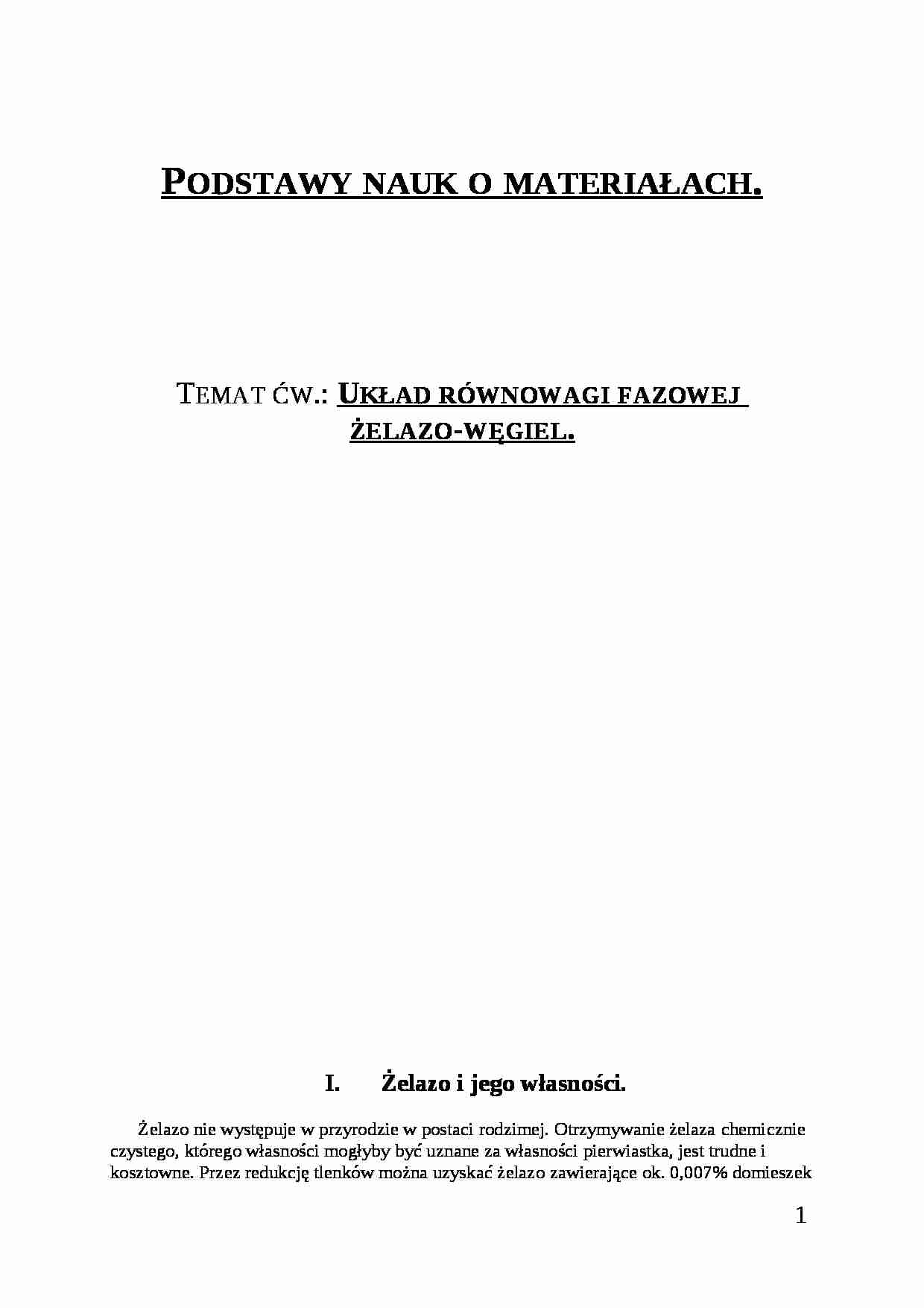 Układ żelazo-węgiel - omówienie - strona 1