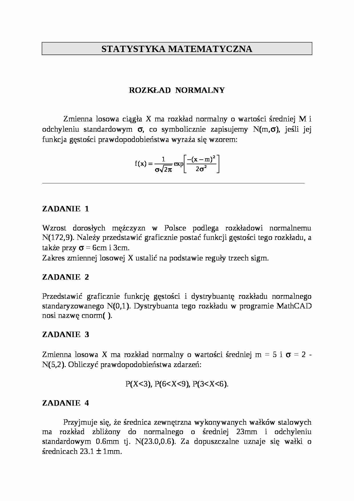 Rozkład normalny - omówienie - strona 1