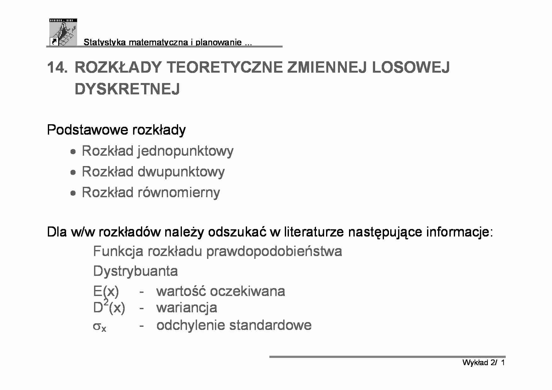 Statystyka matematyczna i planowanie - Wykład 3 - strona 1
