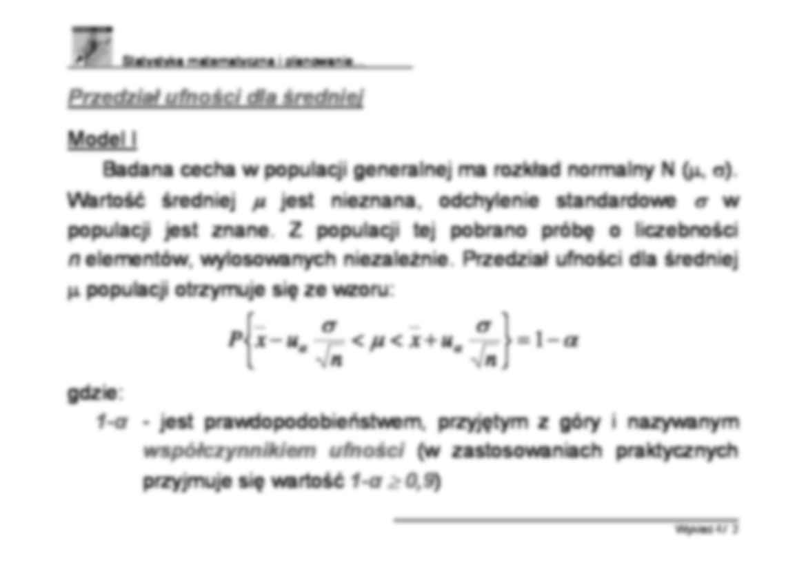Statystyka matematyczna i planowanie - Wykład 5 - strona 2
