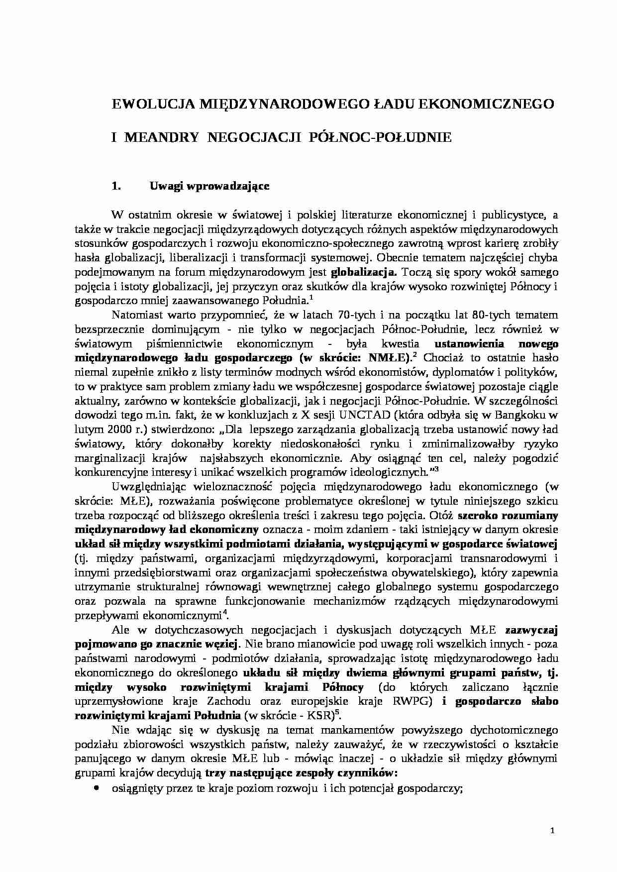 Ewolucja międzynarodowego ładu ekonomicznego - strona 1