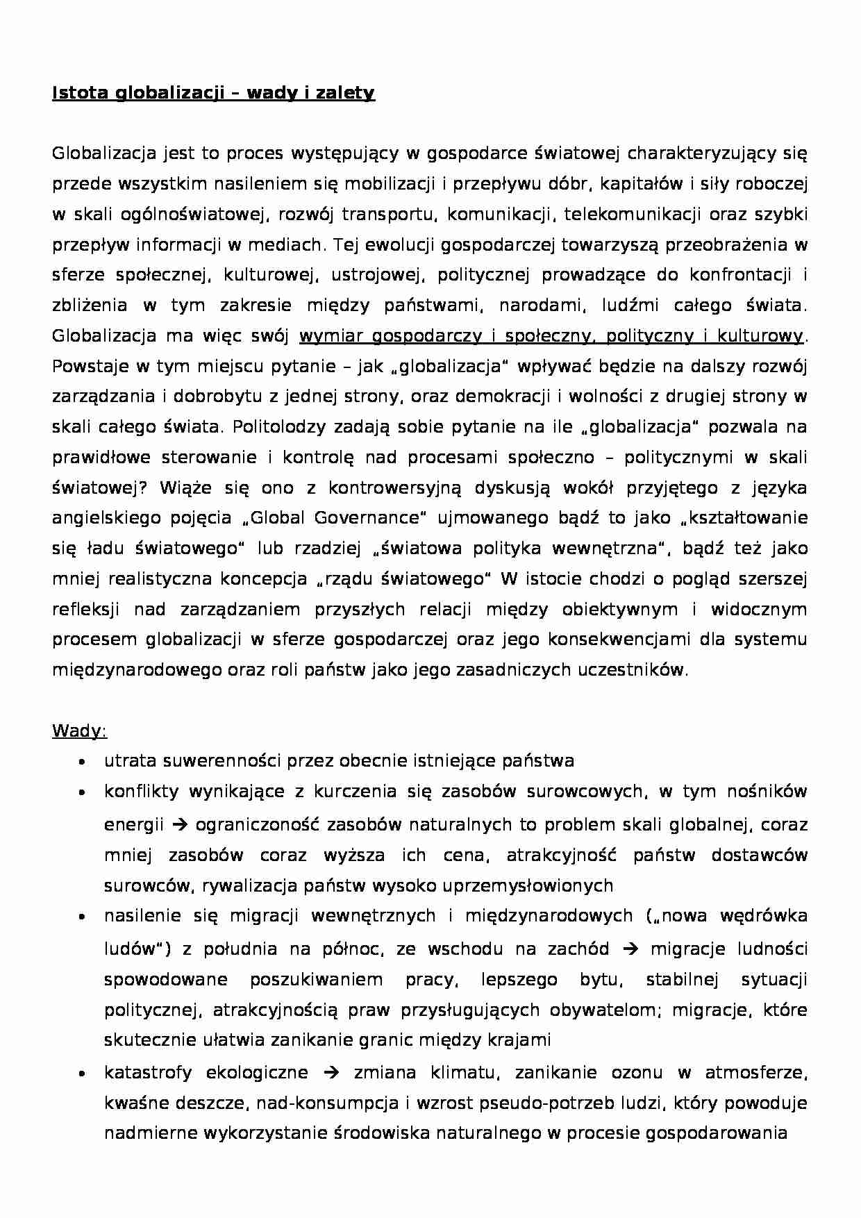 Istota globalizacji - strona 1