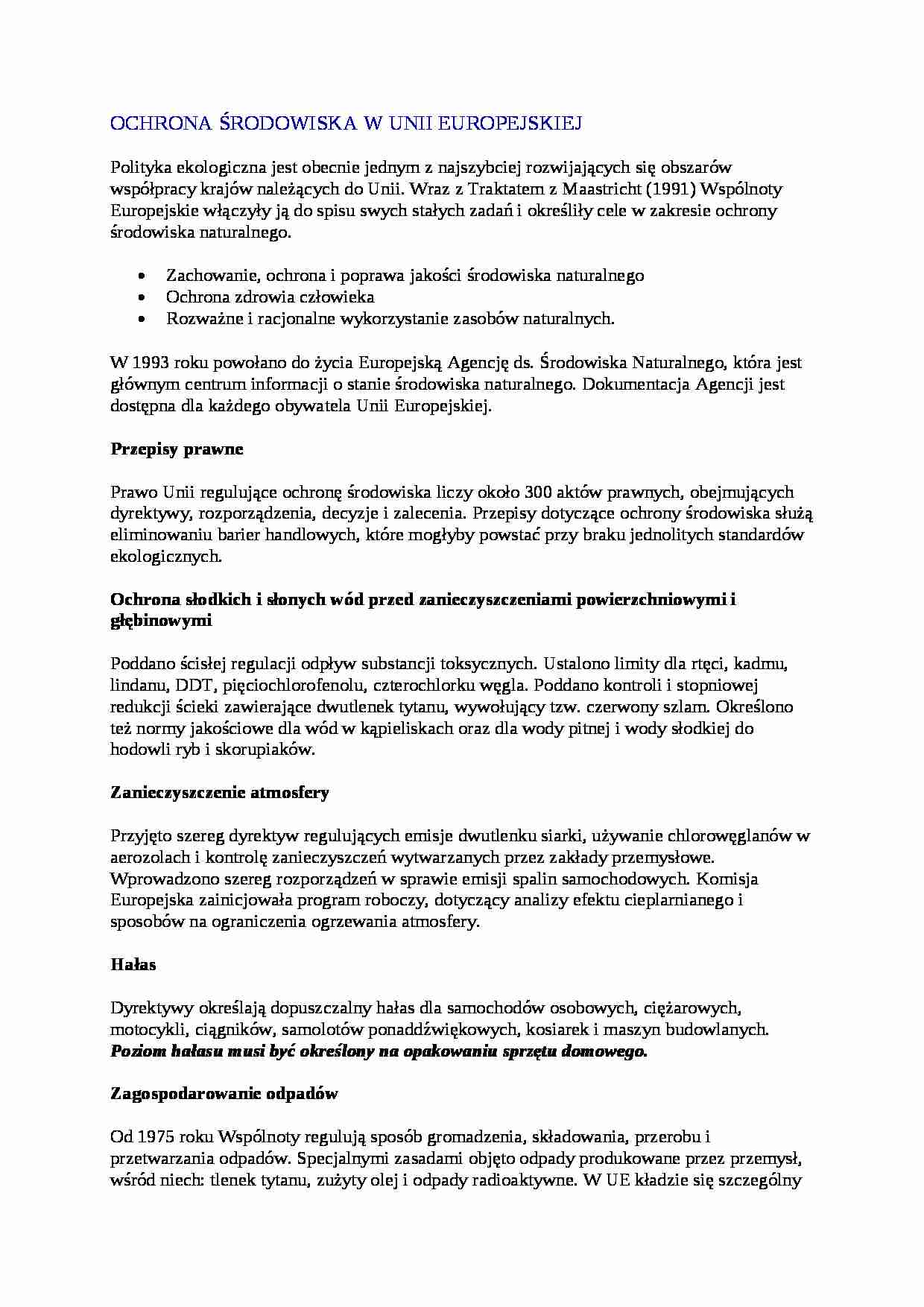 Ochrona środowiska w UE - strona 1