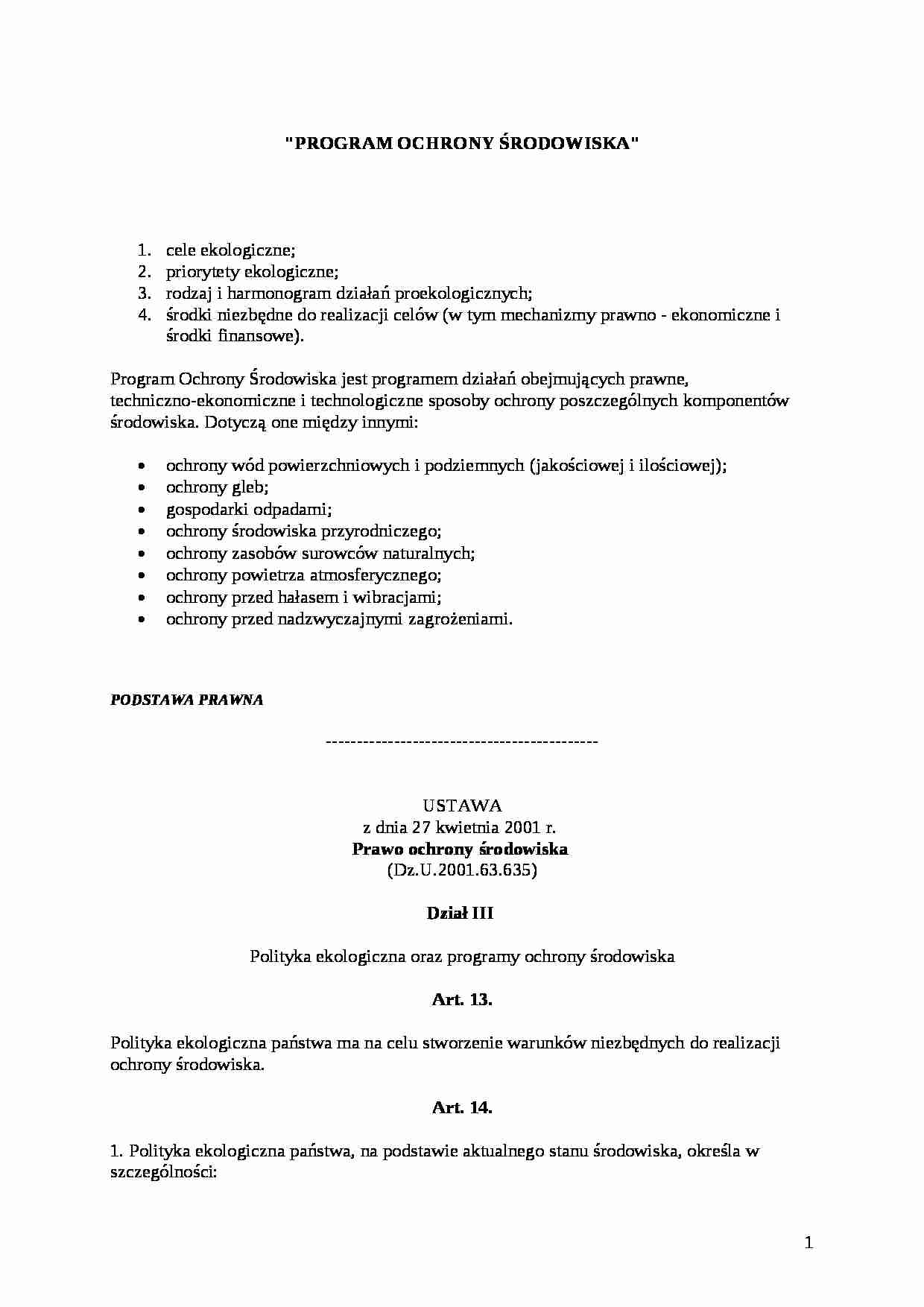 Program ochrony środowiska - strona 1