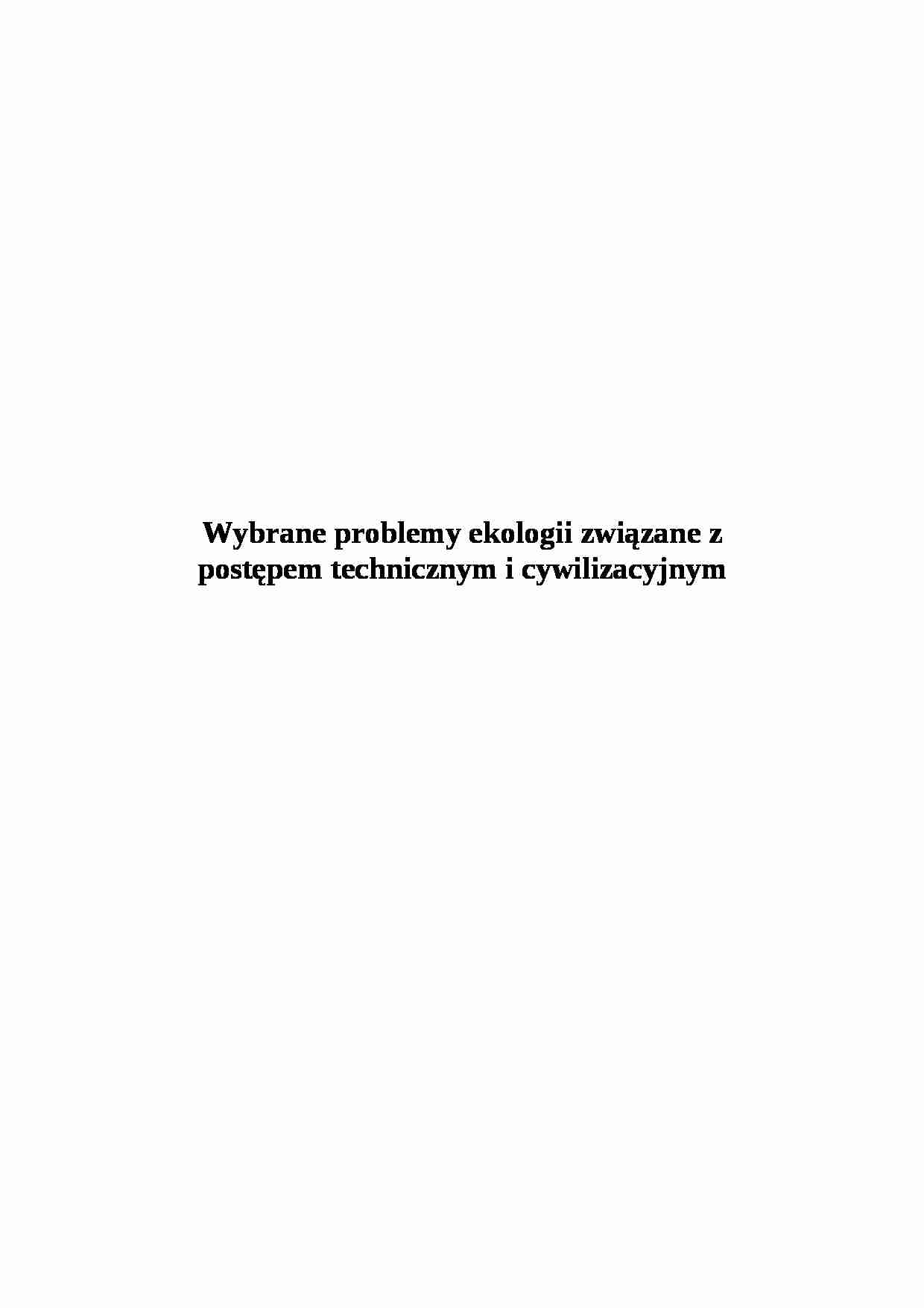 Wybrane problemy ekologii - strona 1