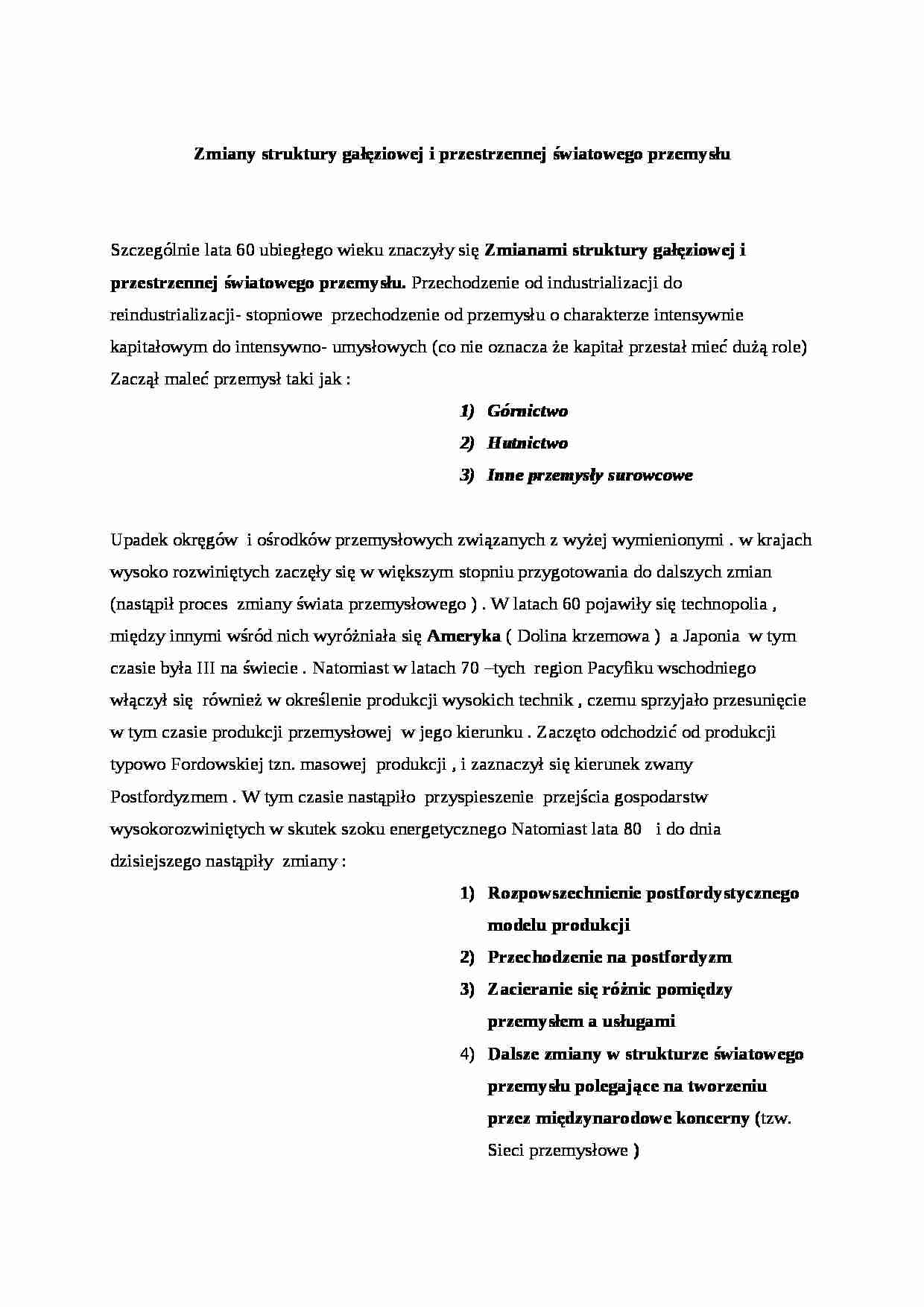 Zmiany w światowym przemyśle - strona 1