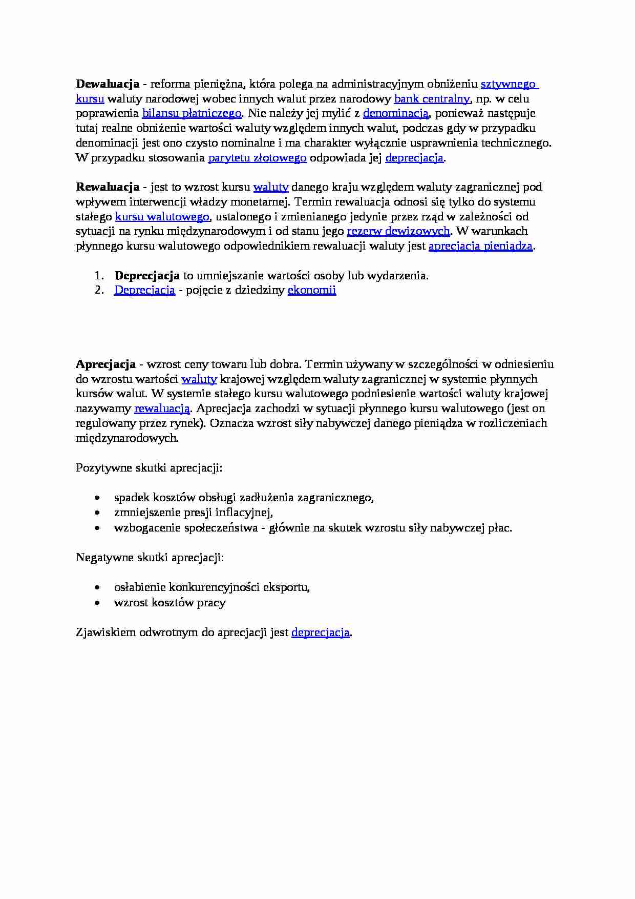 Dewaluacja - Rewaluacja - strona 1