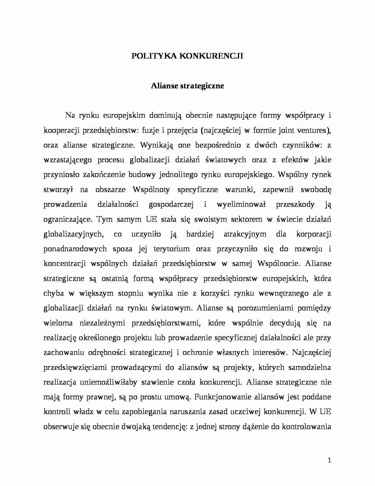 Alianse strategiczne - Rodzaje - strona 1