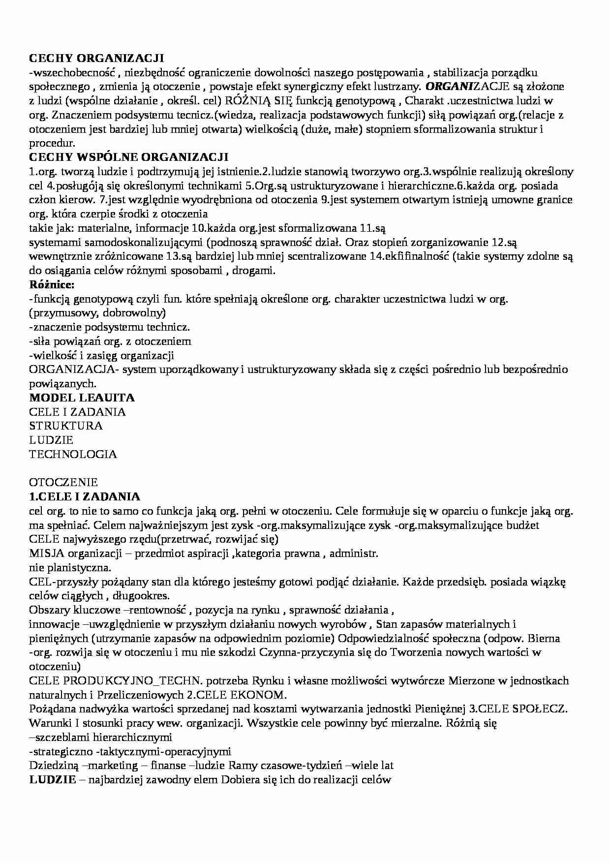 Cechy, rodzaje struktur organizacji - strona 1