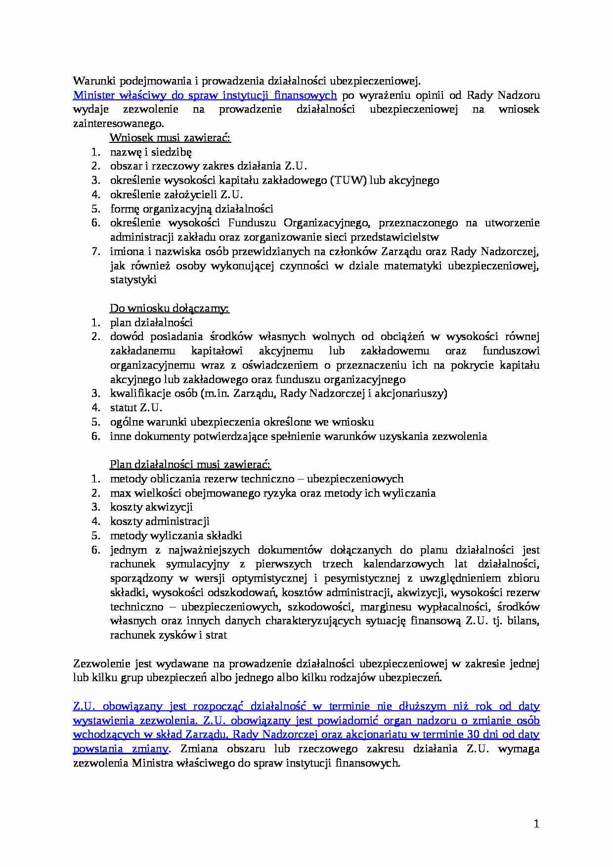 Ekonomika i organizacja ubezpieczeń - strona 1