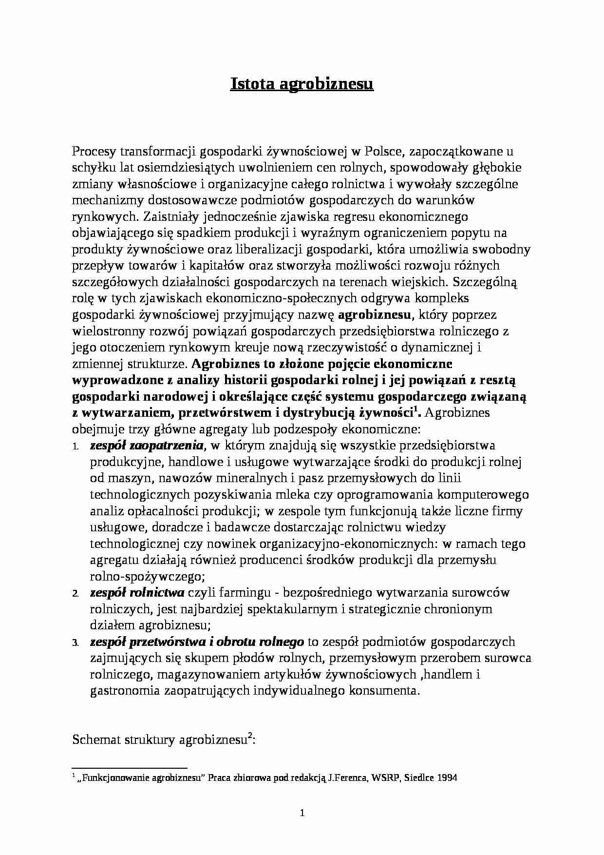 Istota agrobiznesu - strona 1