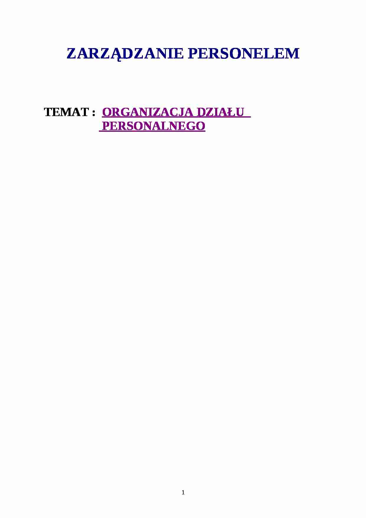 Organizacja działu personalnego - strona 1