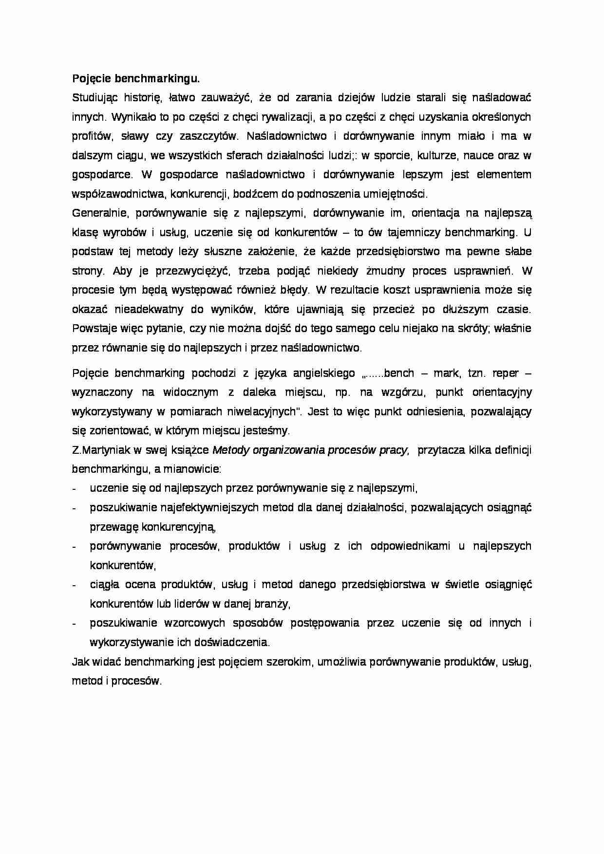 Pojęcie benchmarkingu - strona 1