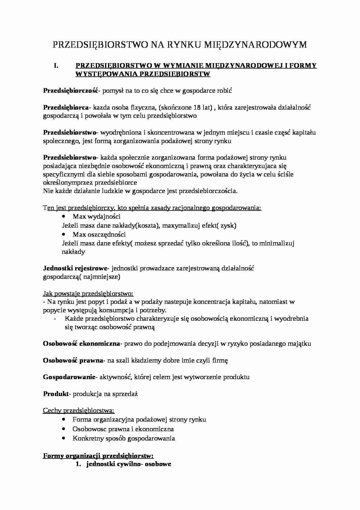 Przedsiębiorstwo na rynku międzynarodowym - strona 1