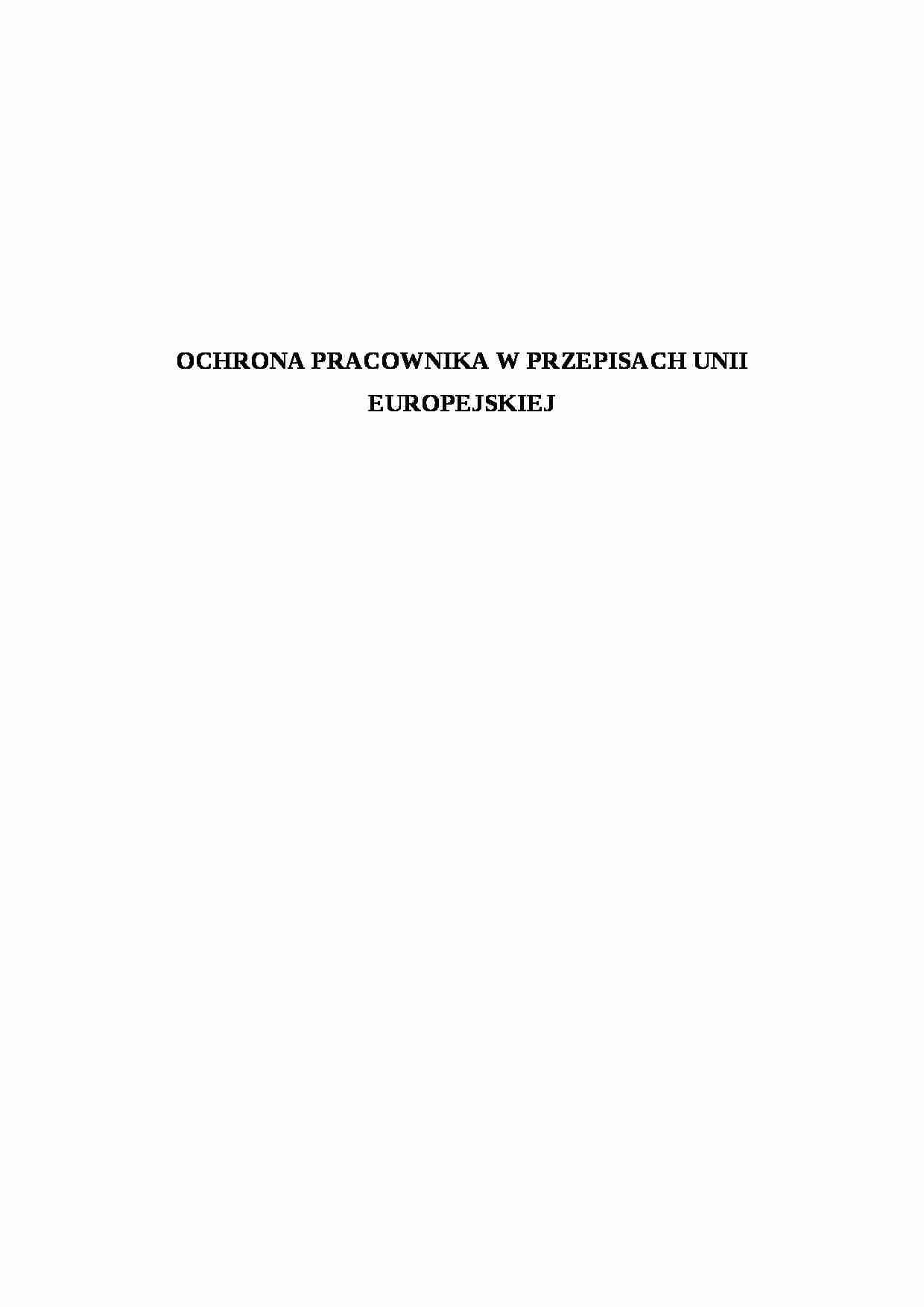Ochrona pracownika w przepisach UE - strona 1
