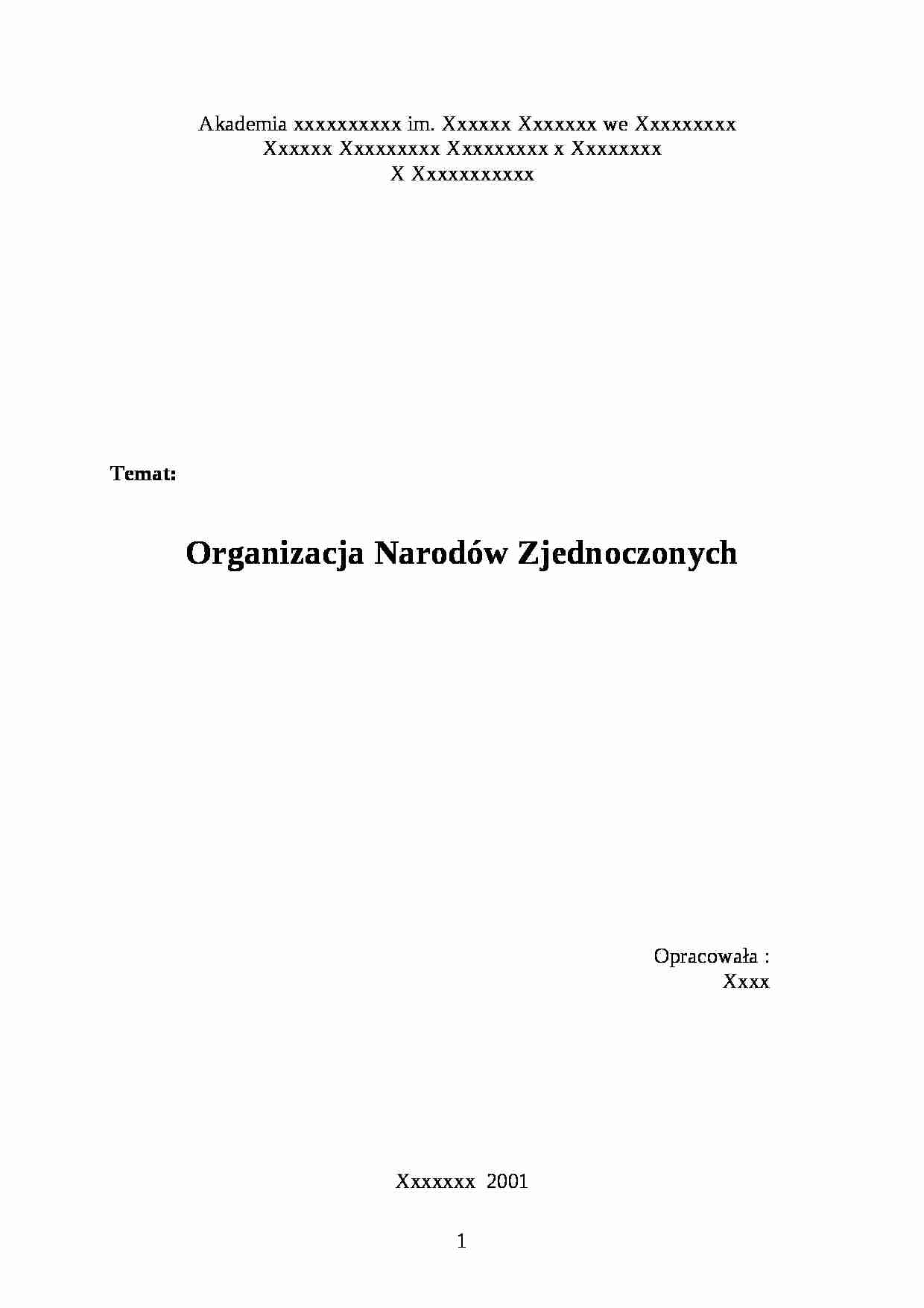 Organizacja narodów zjednoczonych - strona 1