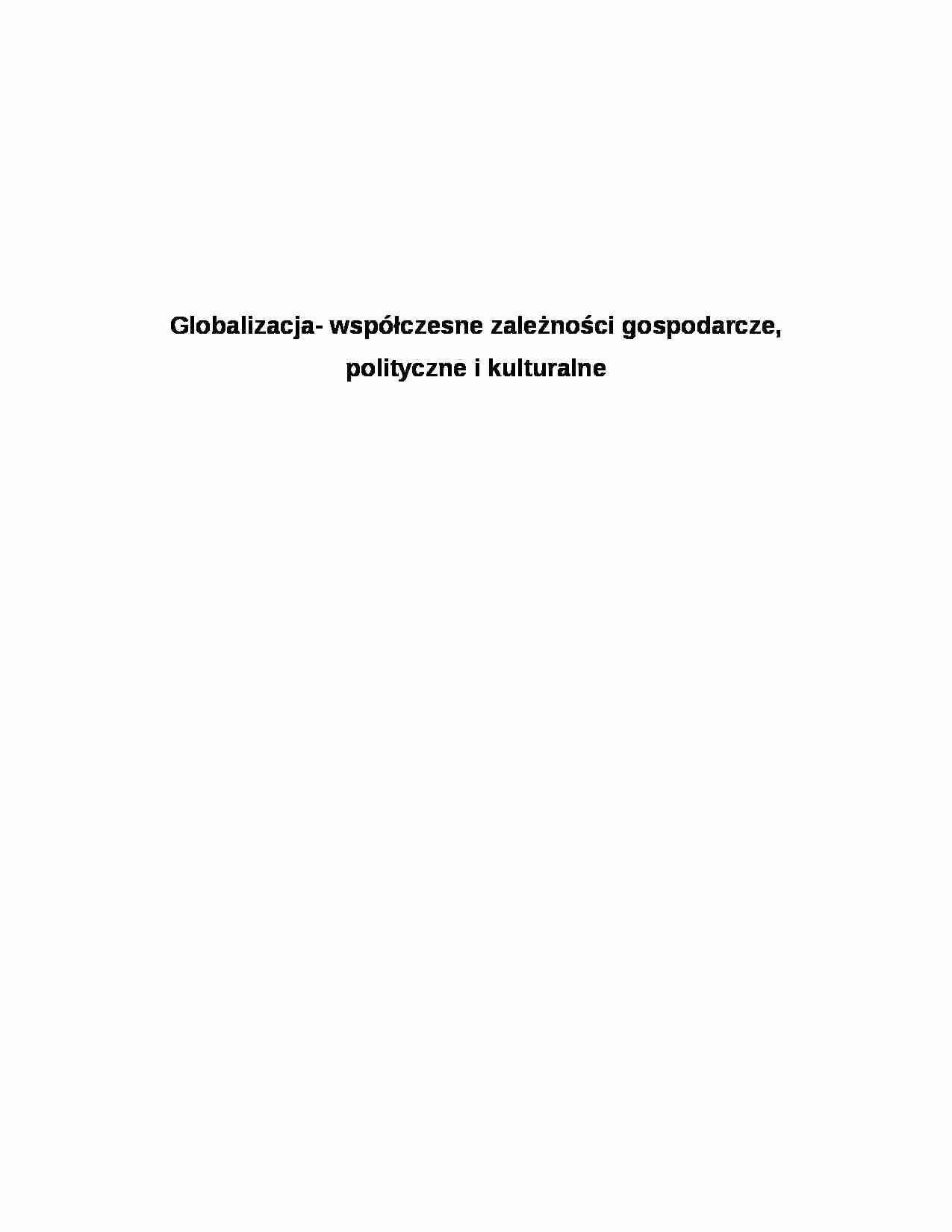 Współczesne zależności gospodarcze - strona 1