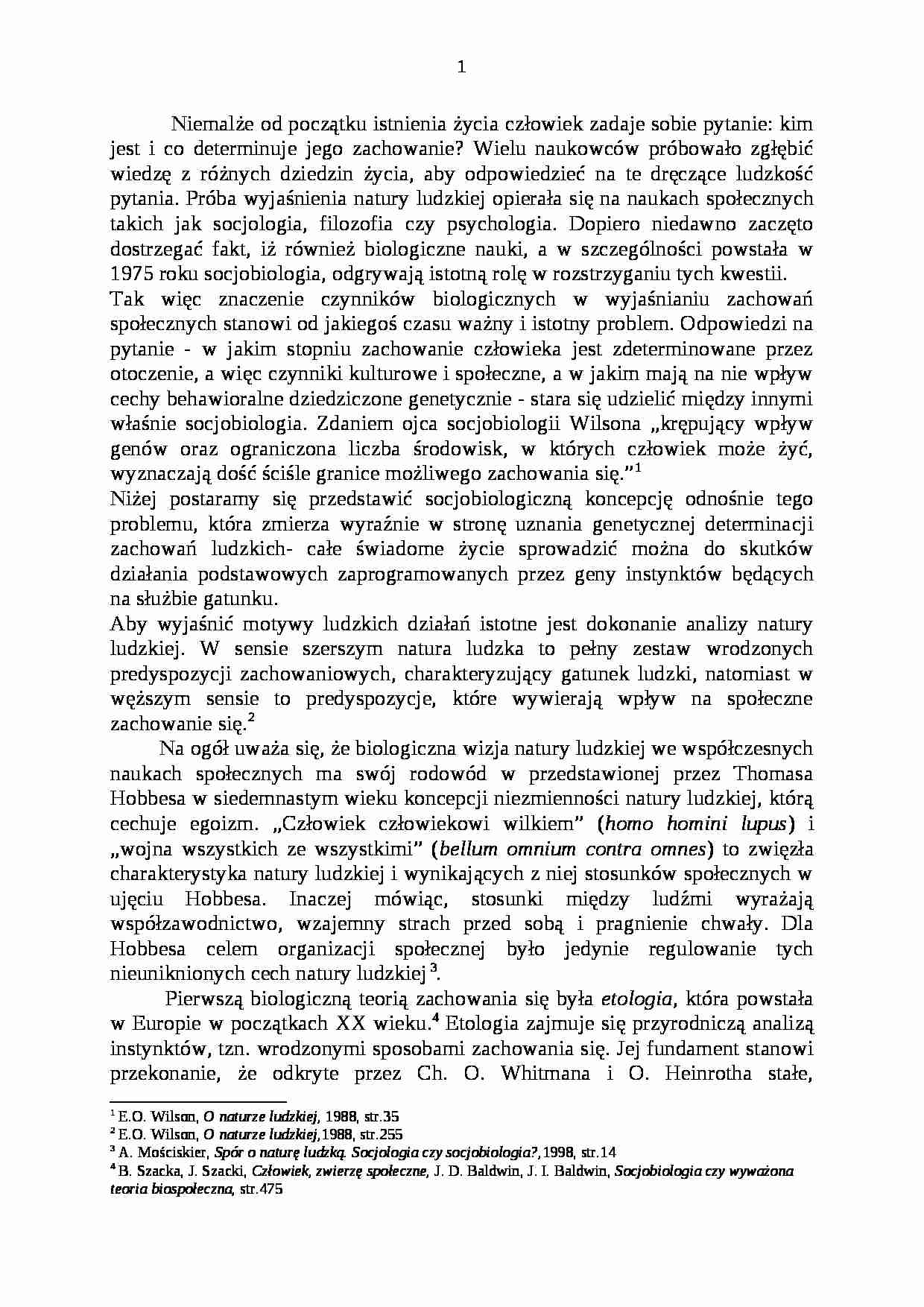Socjobiologiczna koncepcja człowieka - strona 1