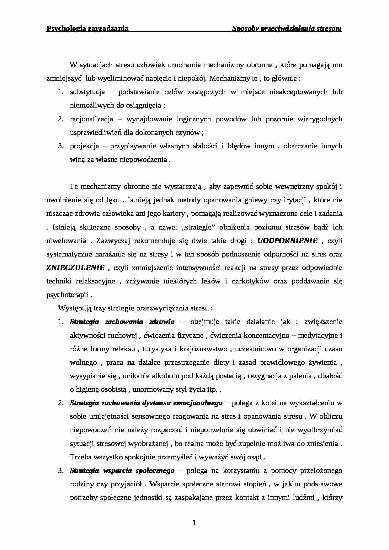 Sposoby przeciwdziałania stresom - strona 1