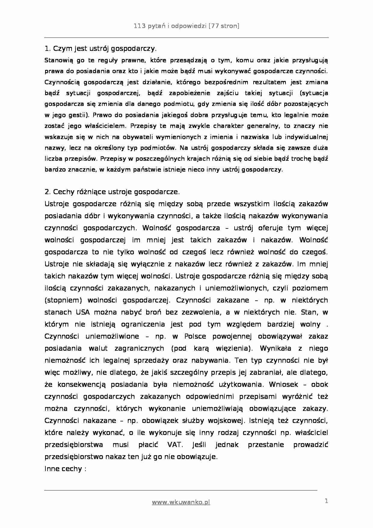 113 opracowanych pytań z makroekonomii - strona 1