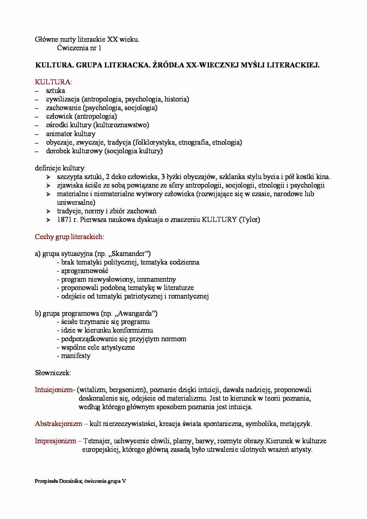 Źródła XX wiecznej myśli literackiej - strona 1