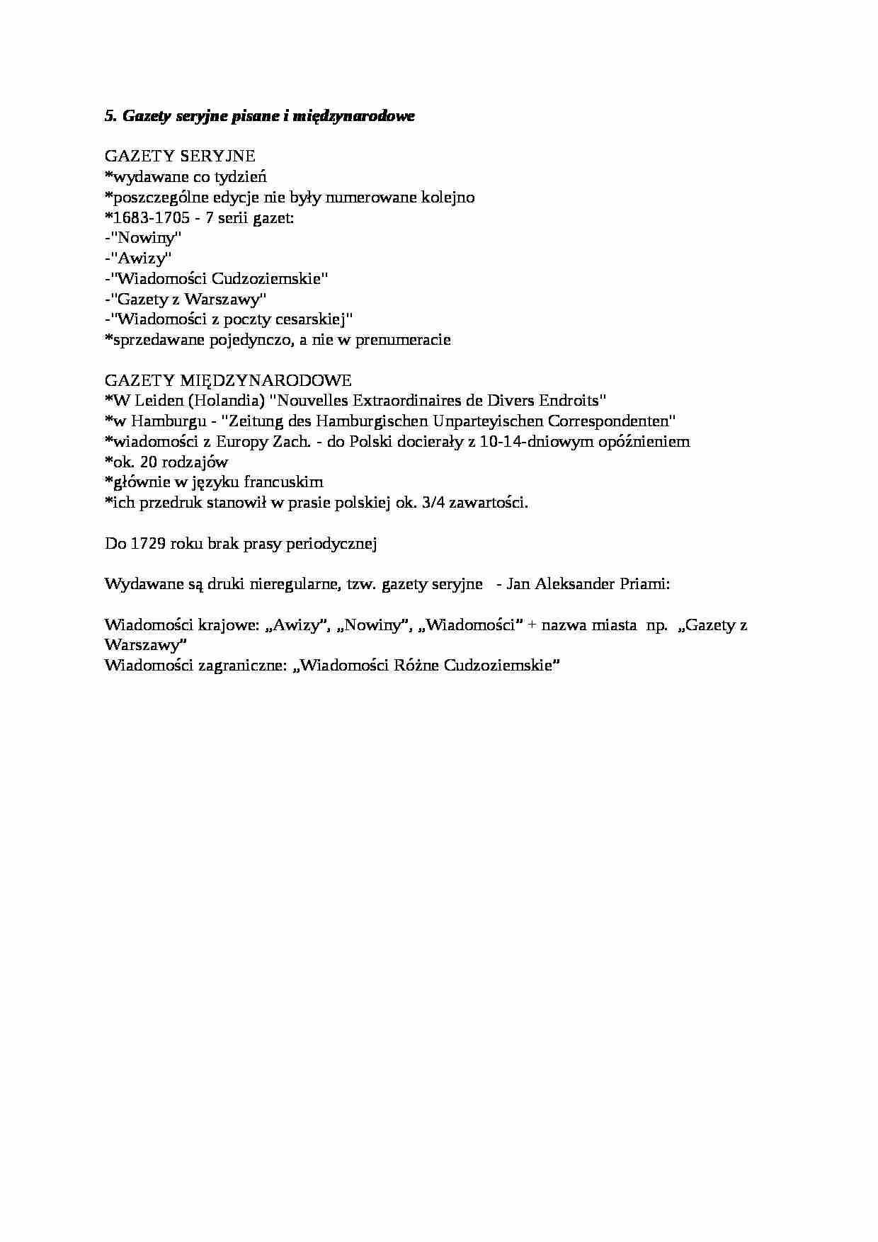 Gazety seryjne pisane i miedzynarodowe - strona 1