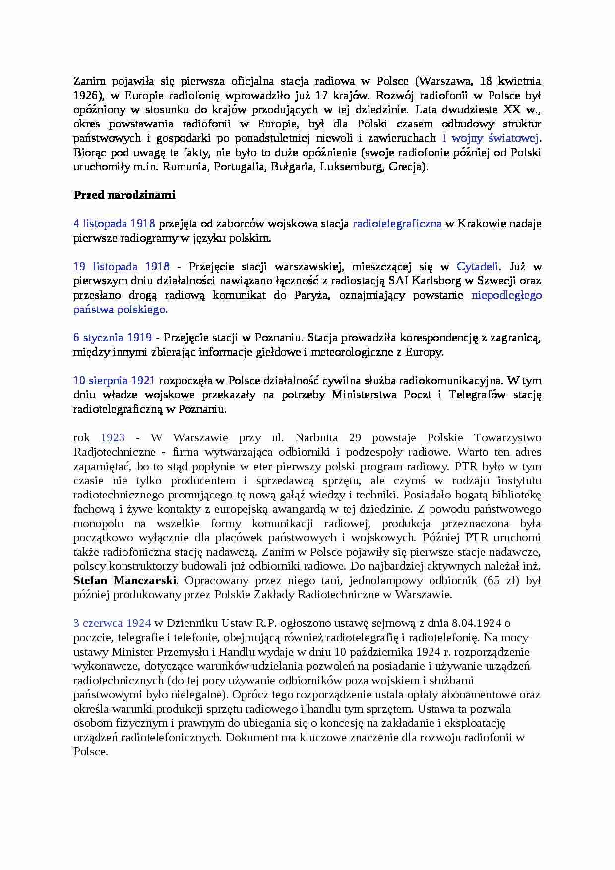 Radia i TV, Historia radia - strona 1