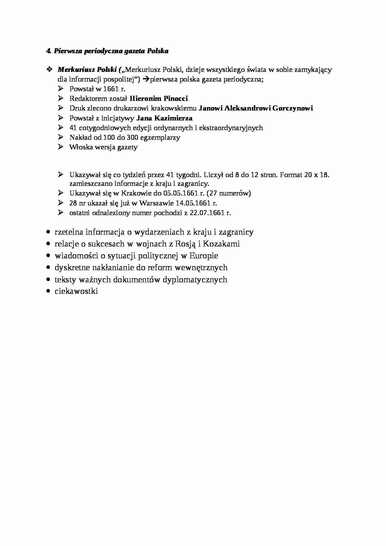  Pierwsza  periodyczna gazeta polska - strona 1