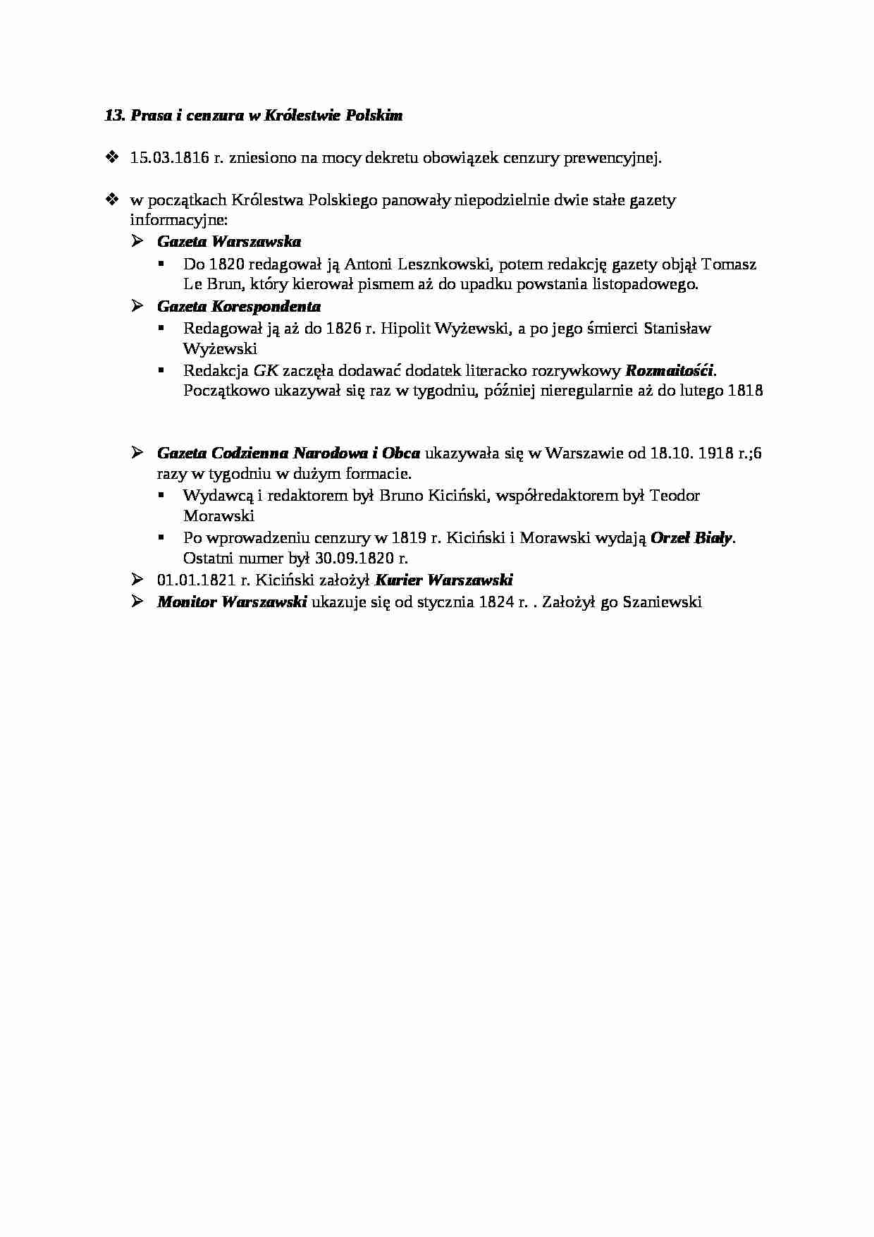 Prasa i cenzura w krolestwie polskim - strona 1