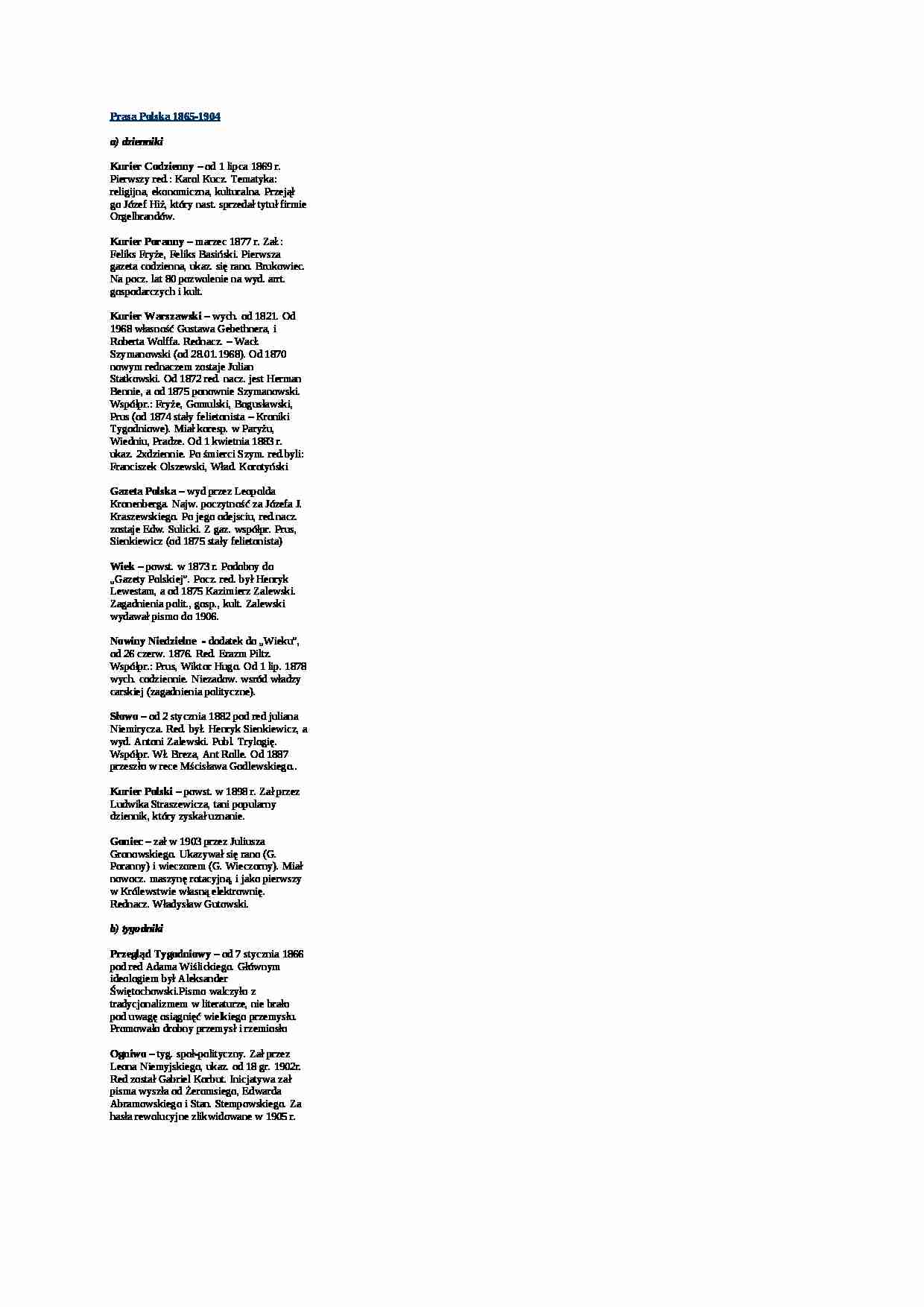 Prasa Polska 1865 - strona 1