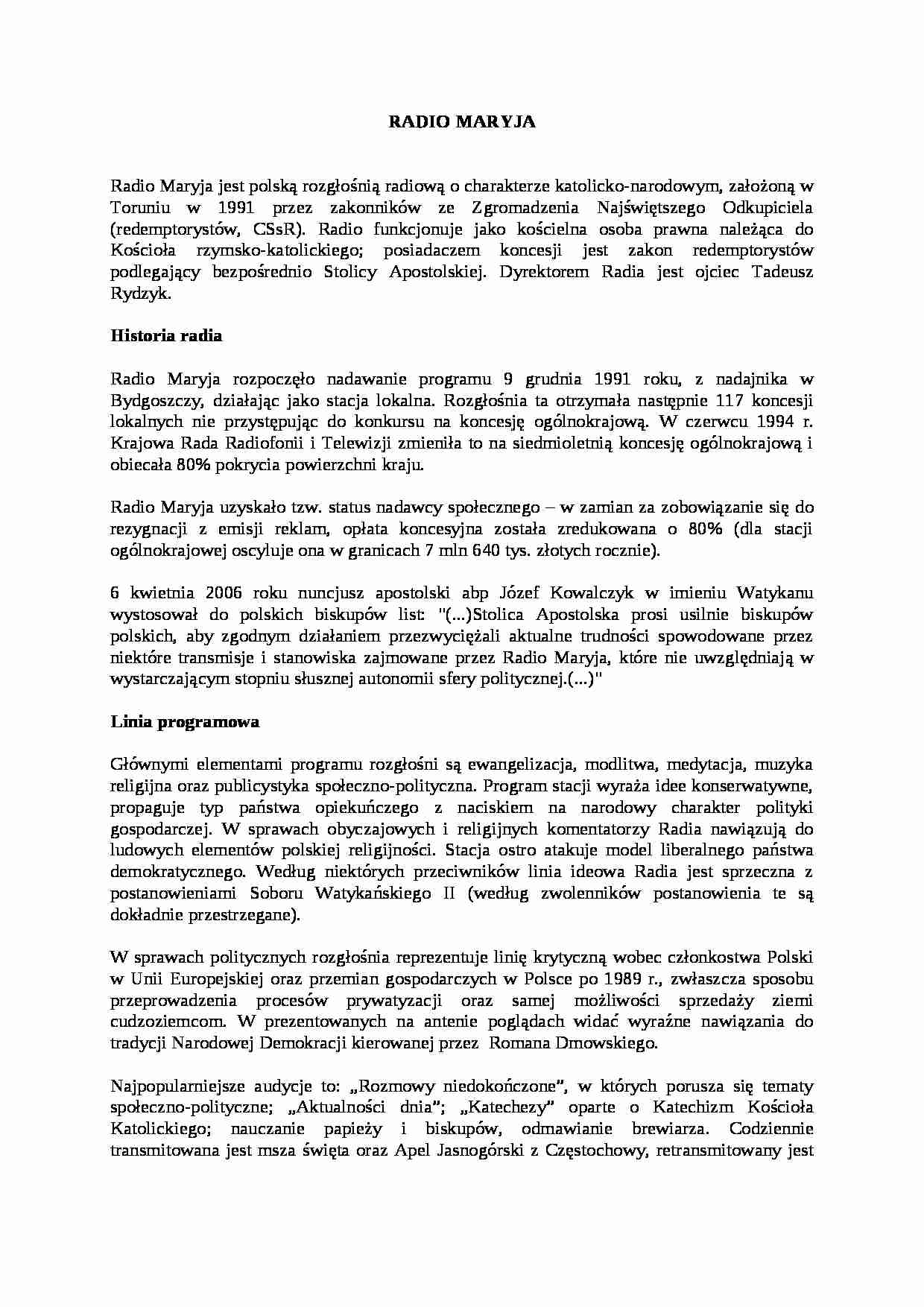  Radio Maryja - strona 1