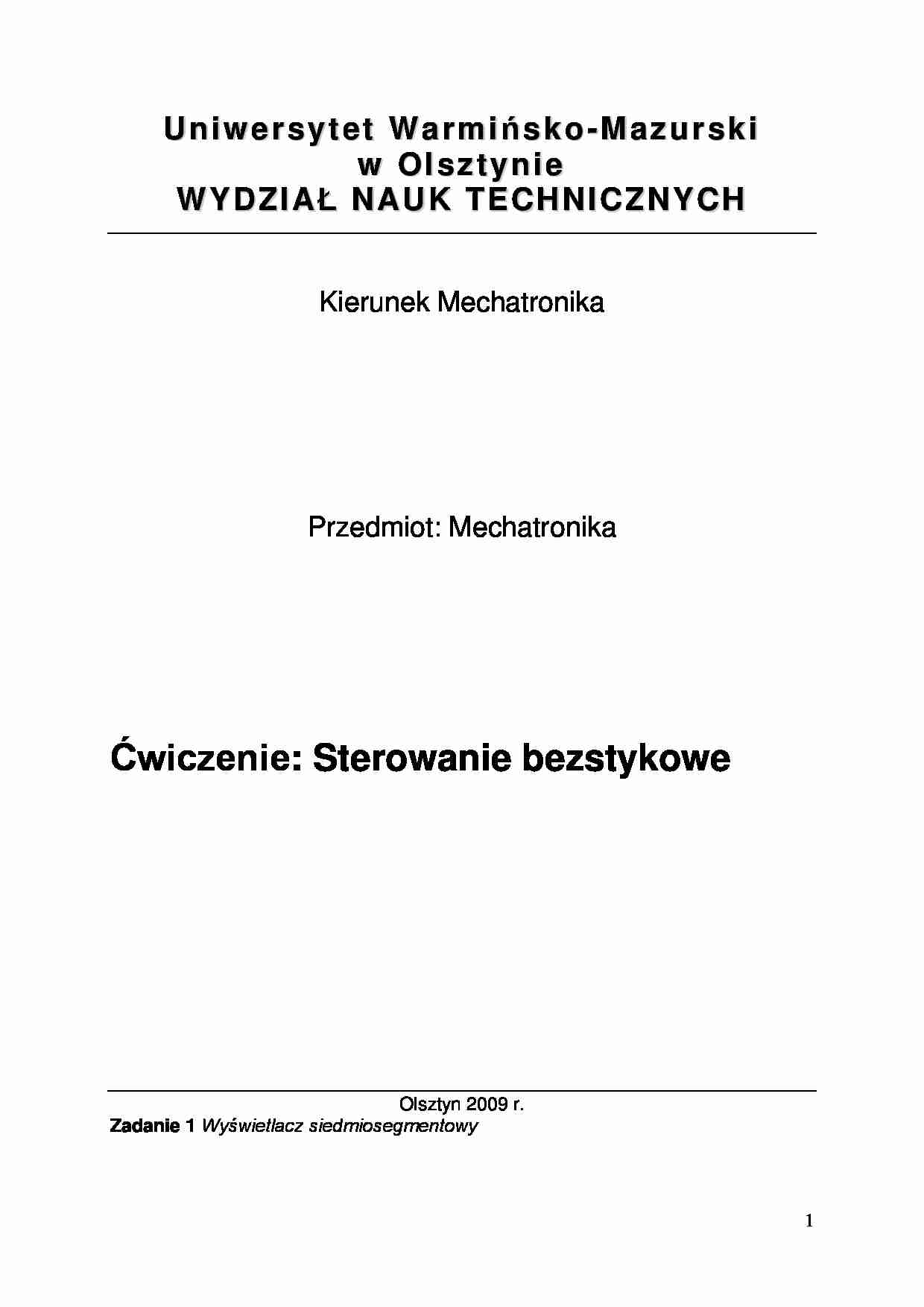 [LABORATORIA] Sprawozdanie z ćwiczenia sterowanie bezstykowe - strona 1