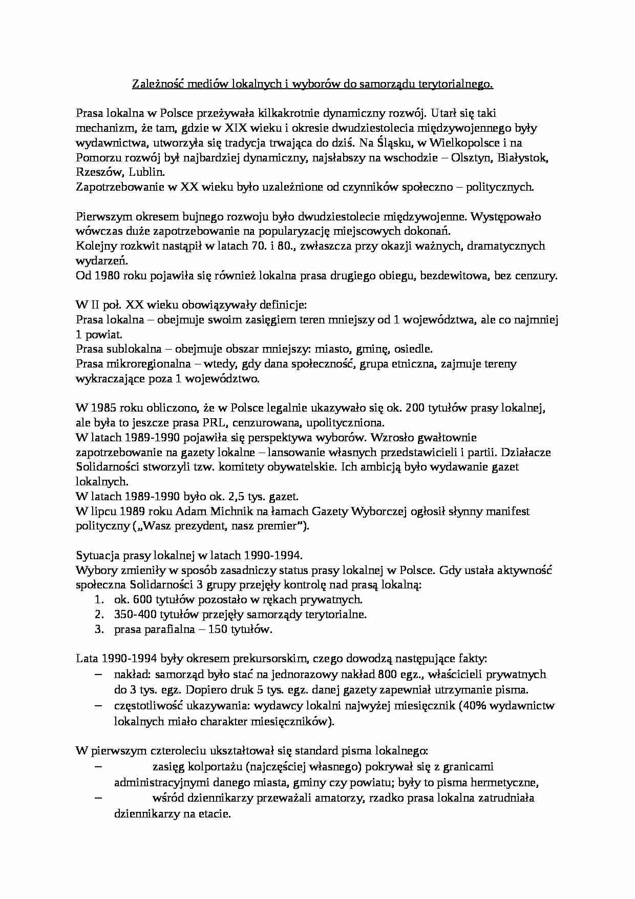 Zależność mediów lokalnych i wyborów do samorządu terytorialnego. - strona 1