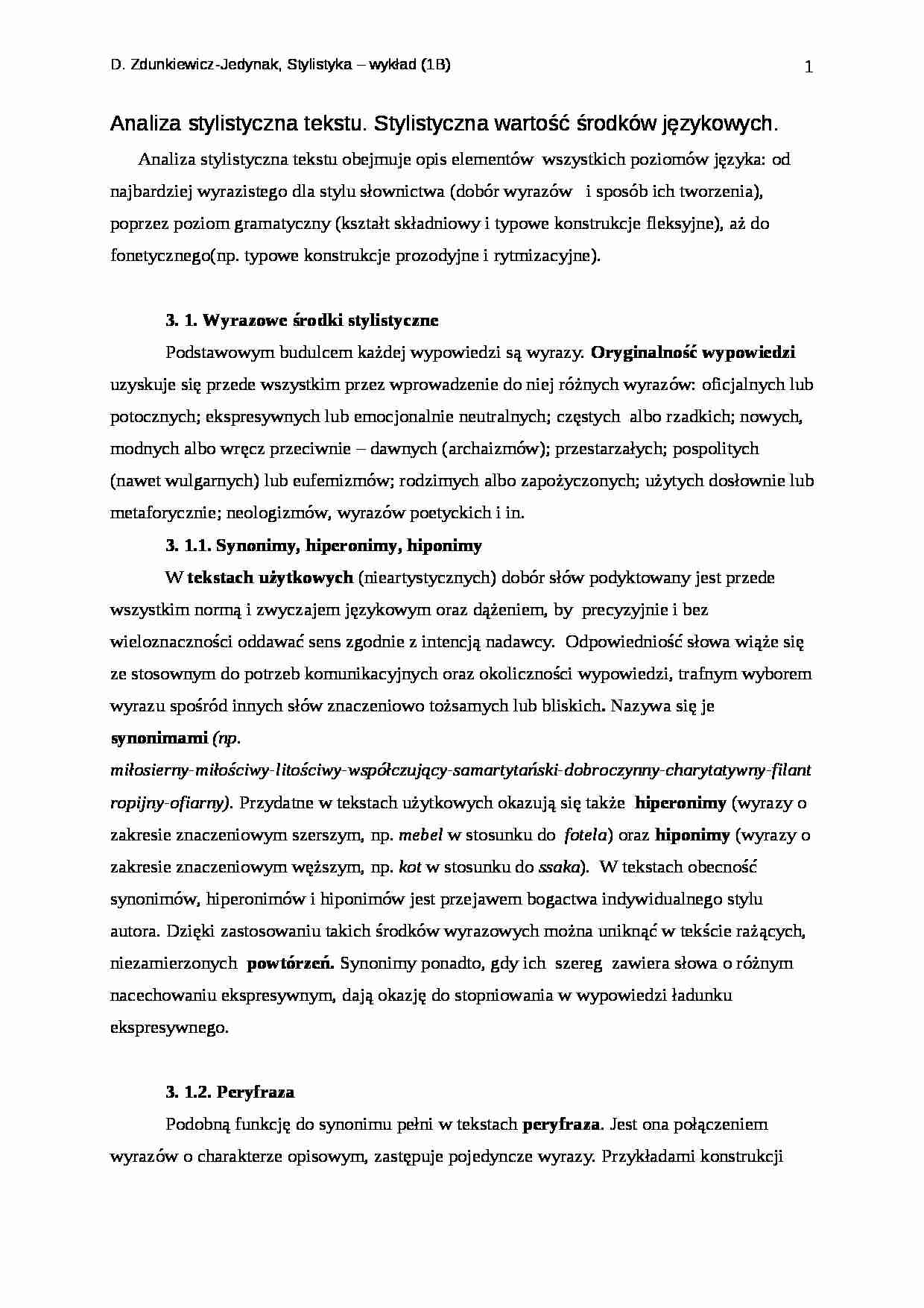 Analiza stylistyczna tekstu - strona 1
