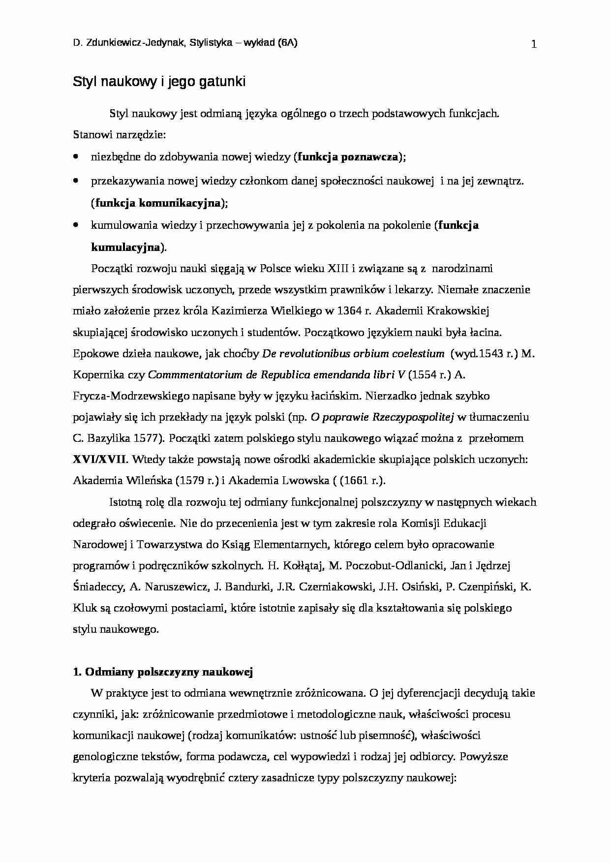 Styl naukowy - strona 1