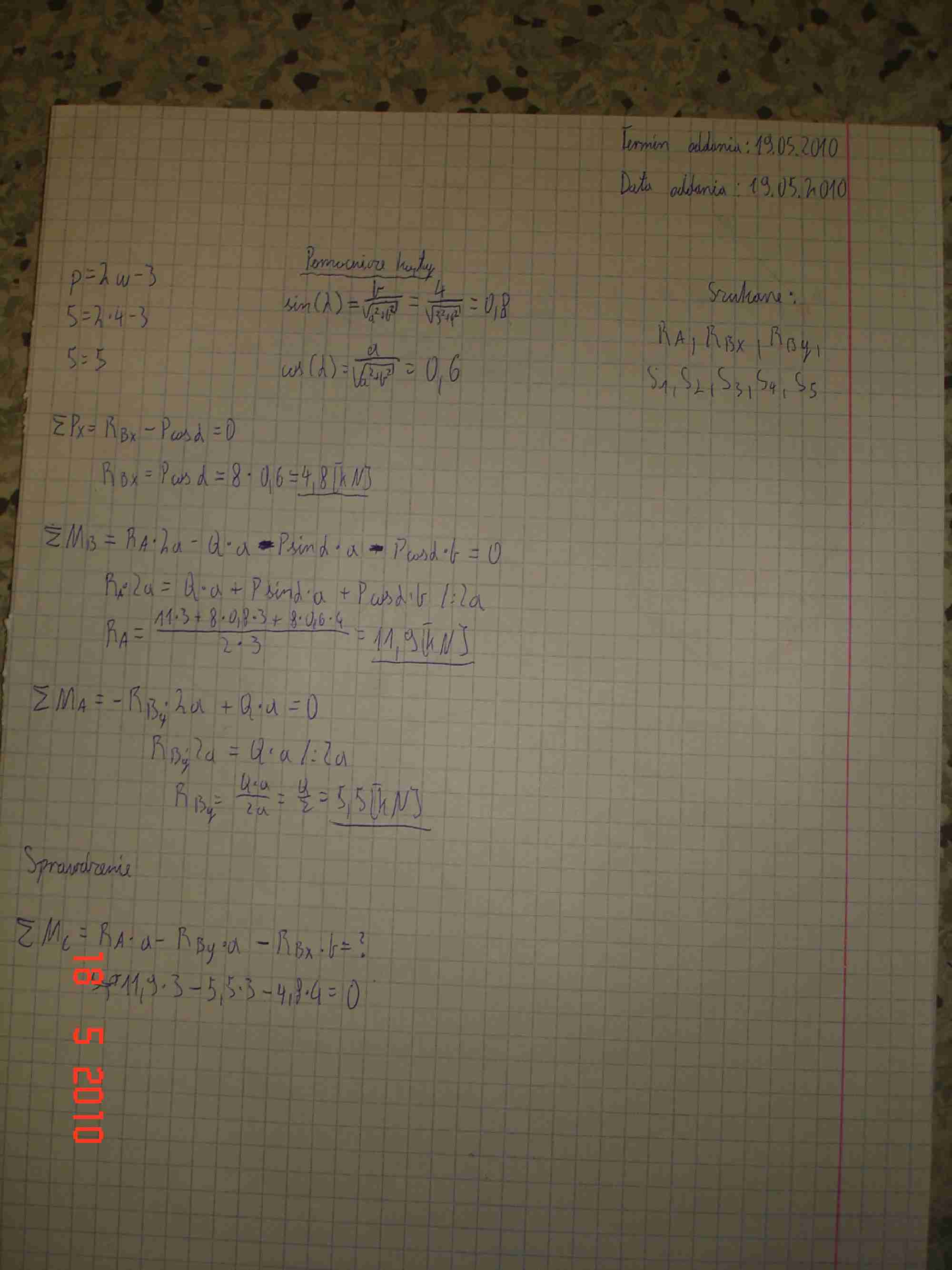 kolokwia z mechaniki, ĆWICZENIA - strona 1