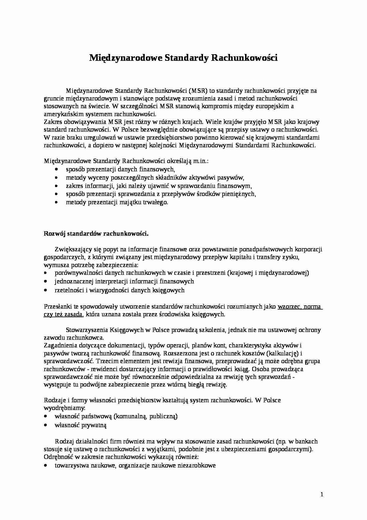 międzynarodowe standardy rachunkowości - wykład - strona 1
