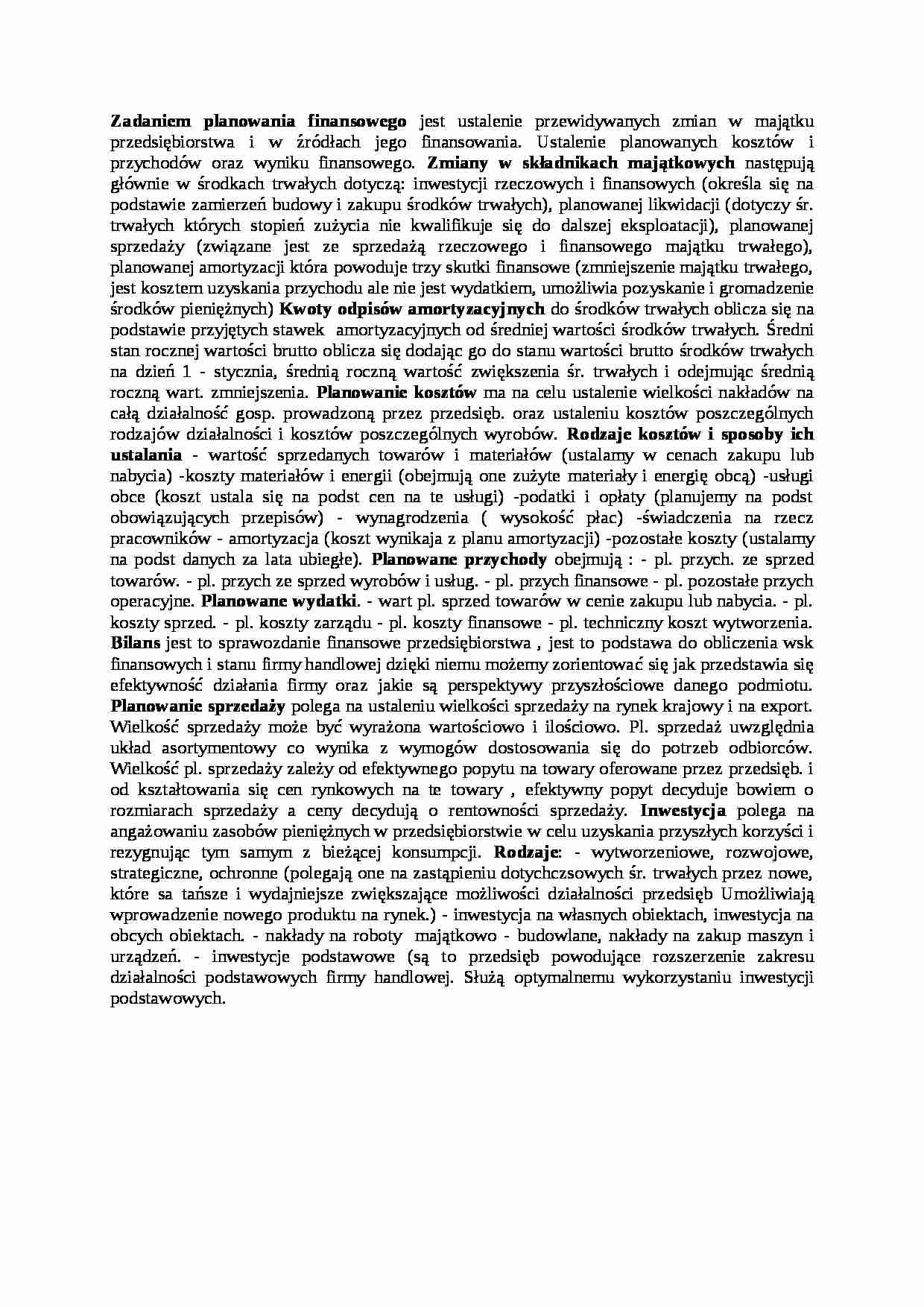 planowanie finansowe - wykład - strona 1