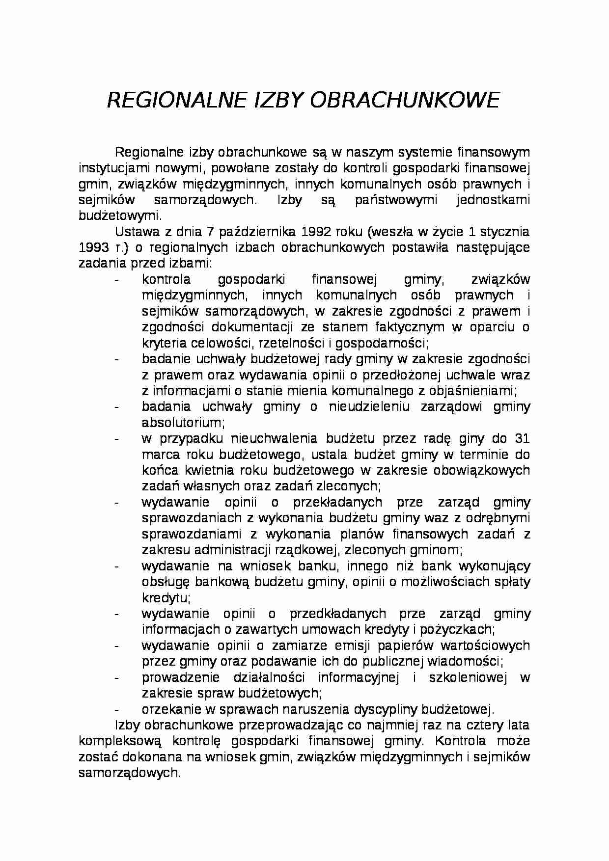 regionalne izby obrachunkowe - wykład - strona 1