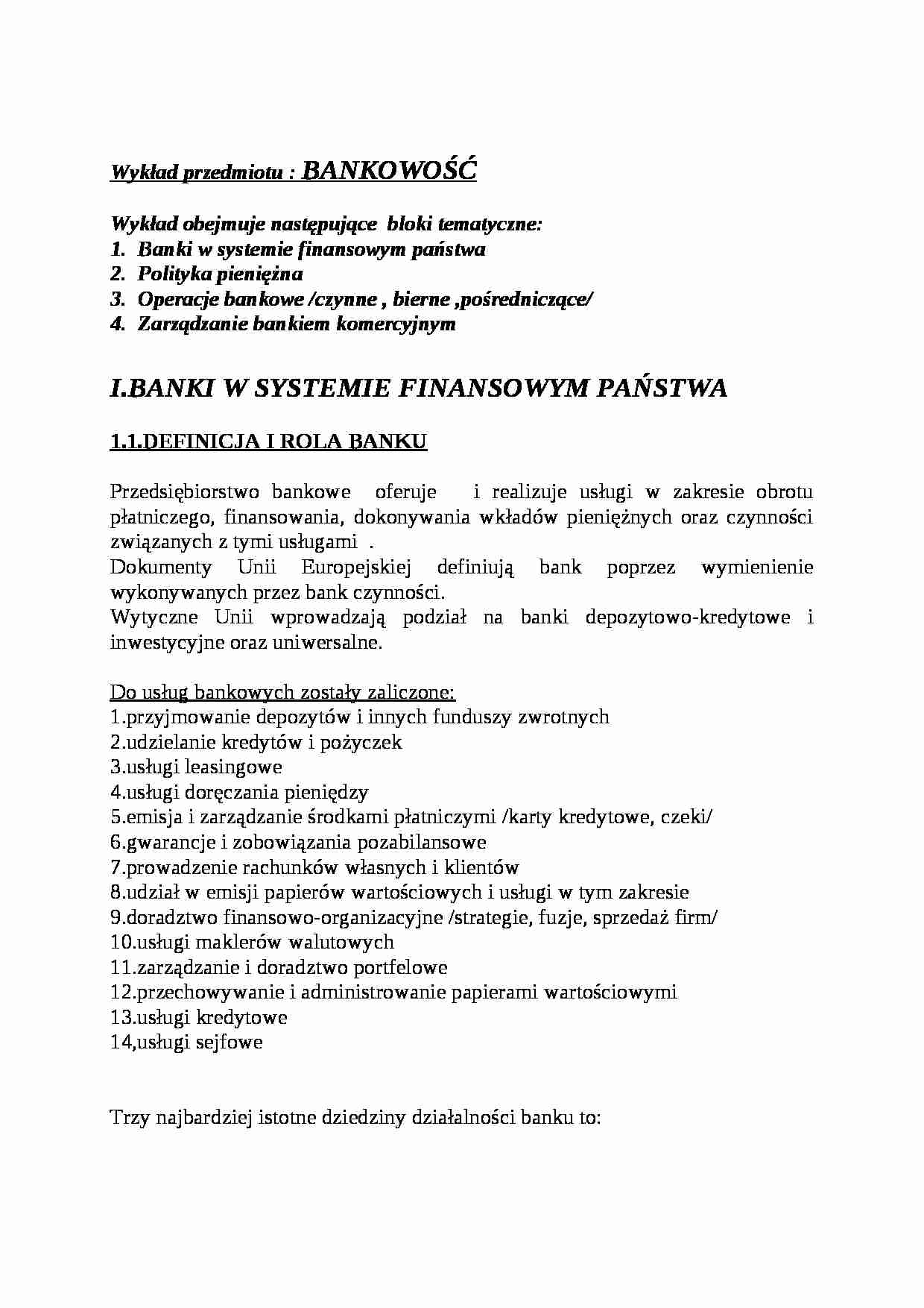 bankowość - nadzór - wykład - strona 1