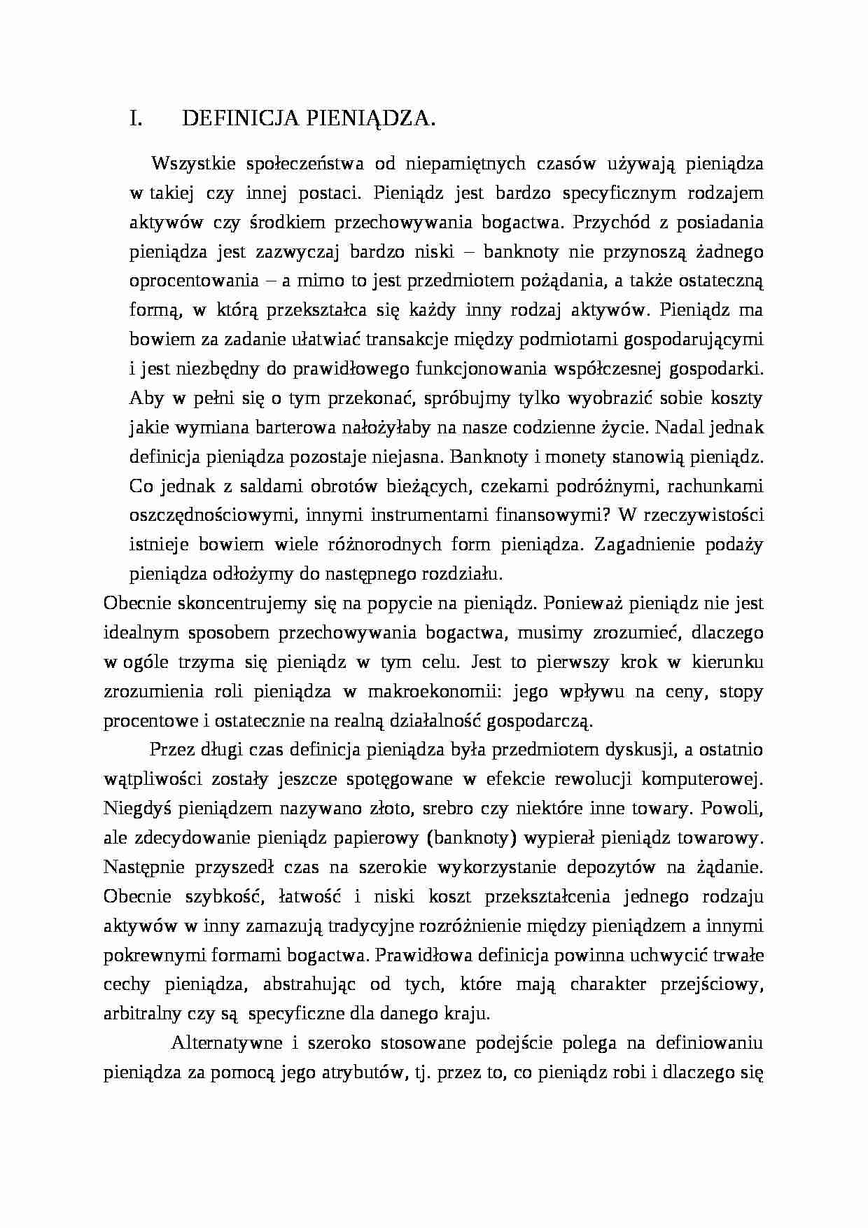definicja pieniądza - popyt i podaż - bank - strona 1